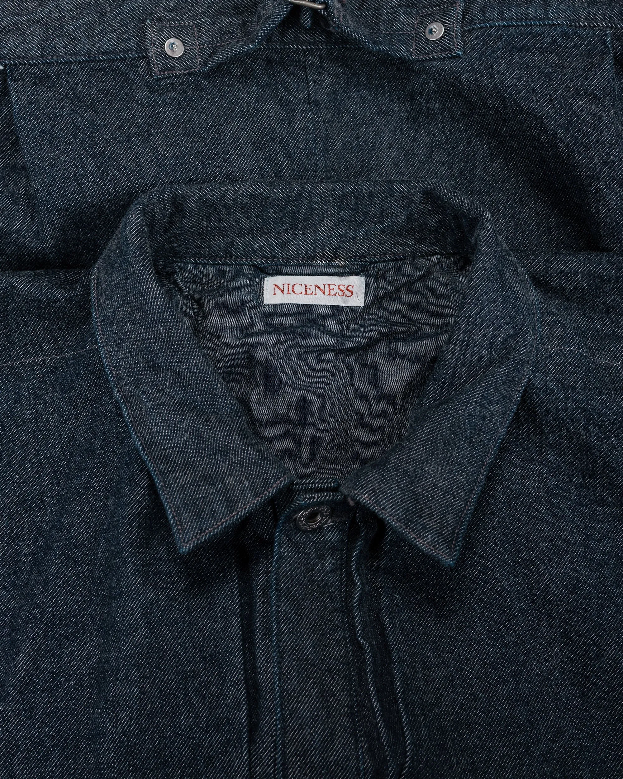 NICENESS Thornhill Raw Denim Tracker Jacket Indigo sold by Lost & Found product image thumbnail 5