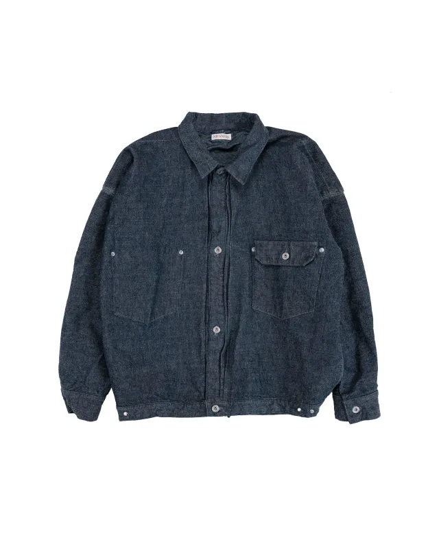 NICENESS Thornhill Raw Denim Tracker Jacket Indigo made by Lost & Found
