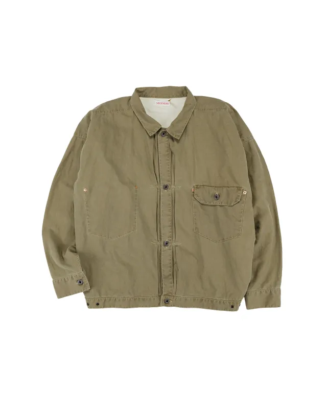 NICENESS H.Thornhill Vintage Treat Herringbone Trucker Khaki made by Lost & Found