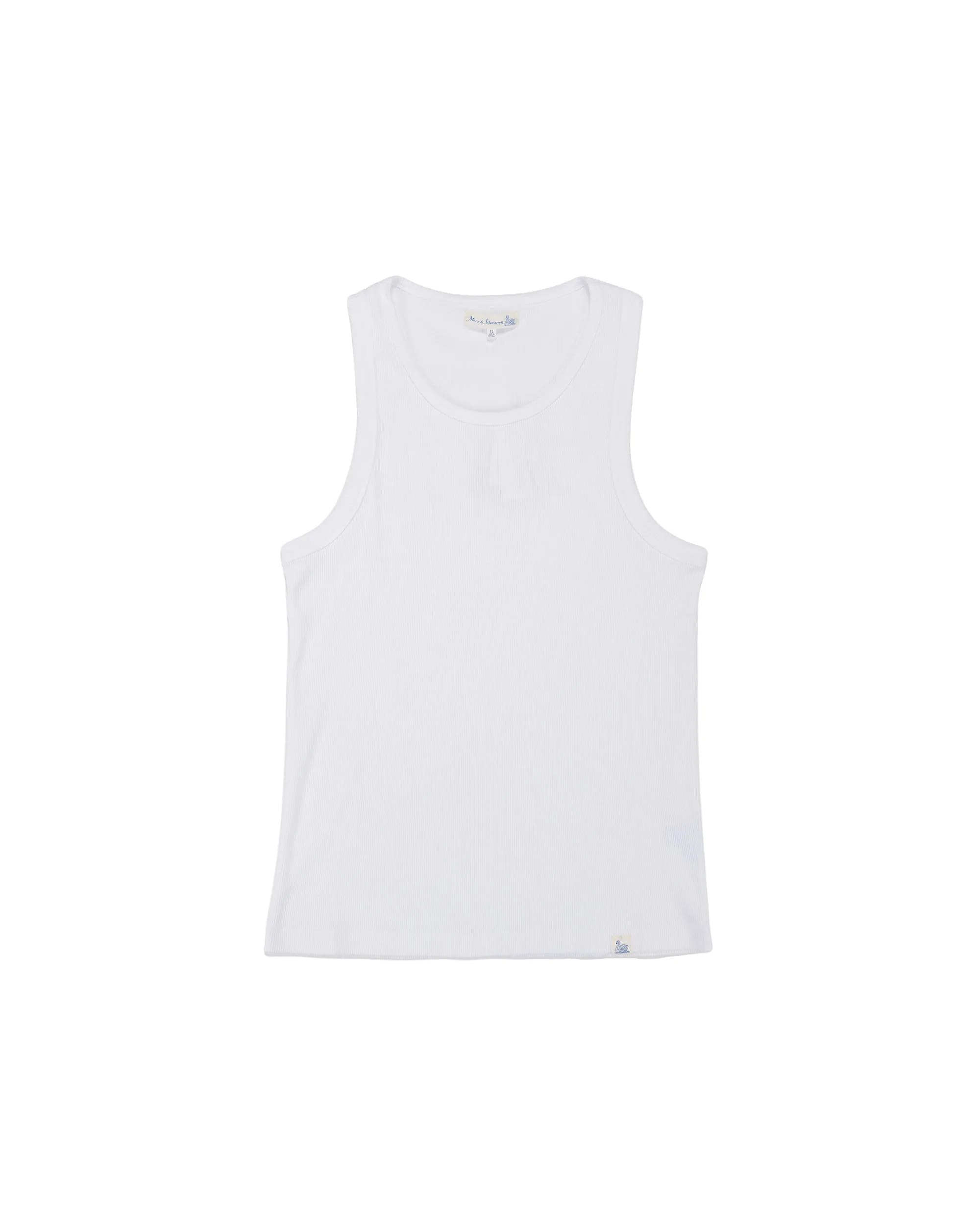 Merz B. Schwanen RIBTANK01 Iconic Ribbed Cotton Tank Top White sold by Lost & Found