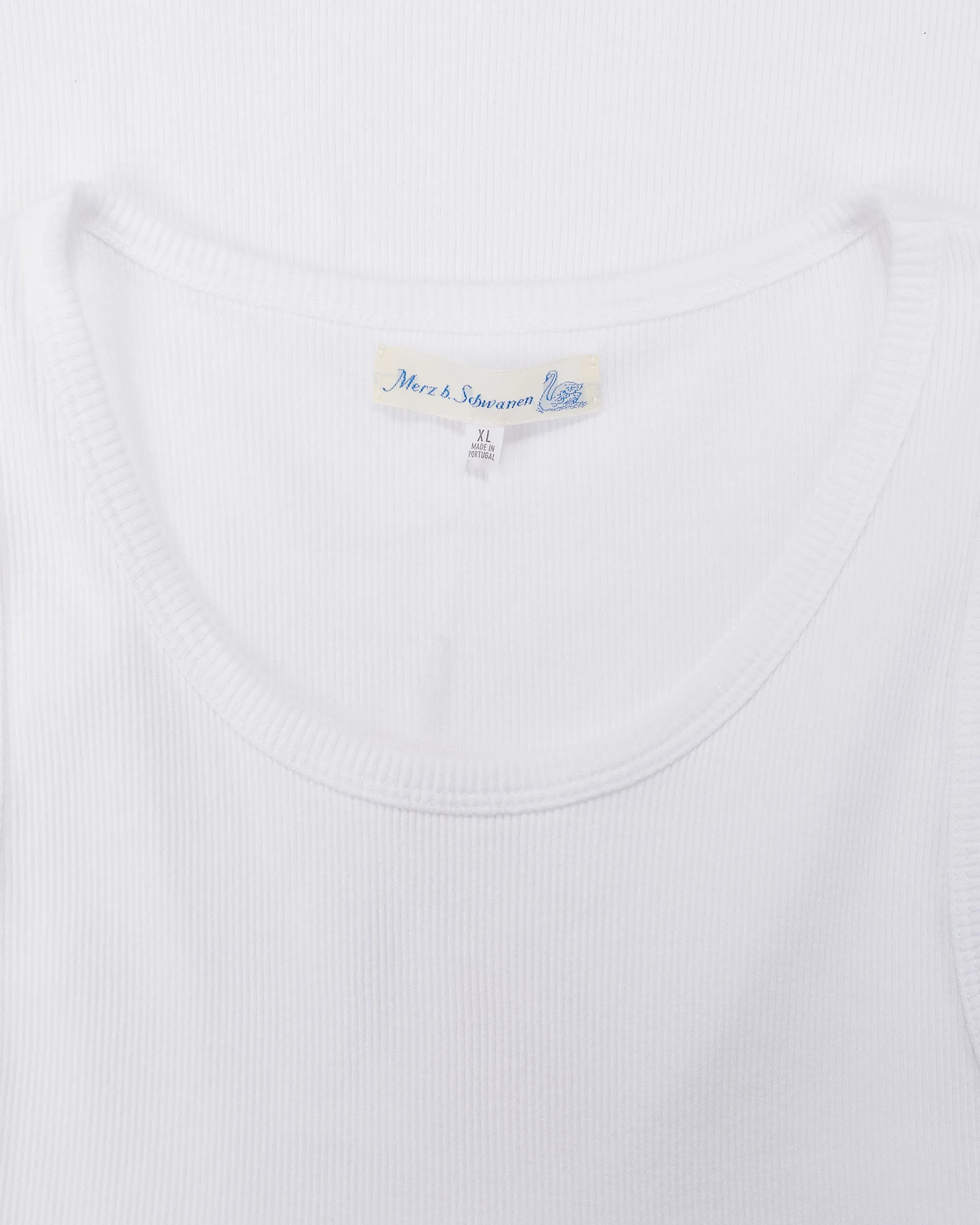 Merz B. Schwanen RIBTANK01 Iconic Ribbed Cotton Tank Top White sold by Lost & Found product image thumbnail 4