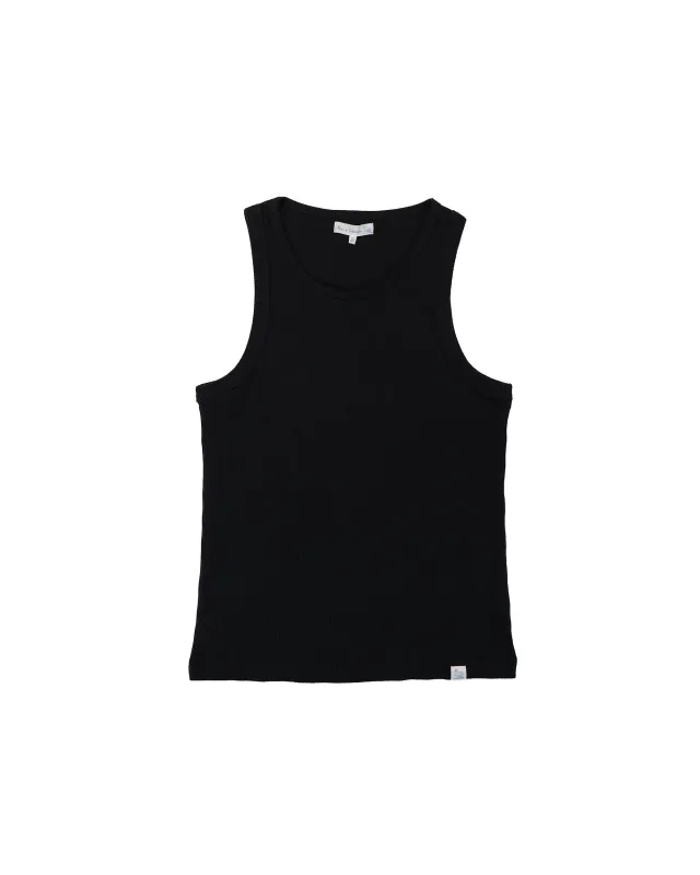 Merz B. Schwanen RIBTANK01 Iconic Ribbed Cotton Tank Top Deep Black made by Merz B. Schwanen