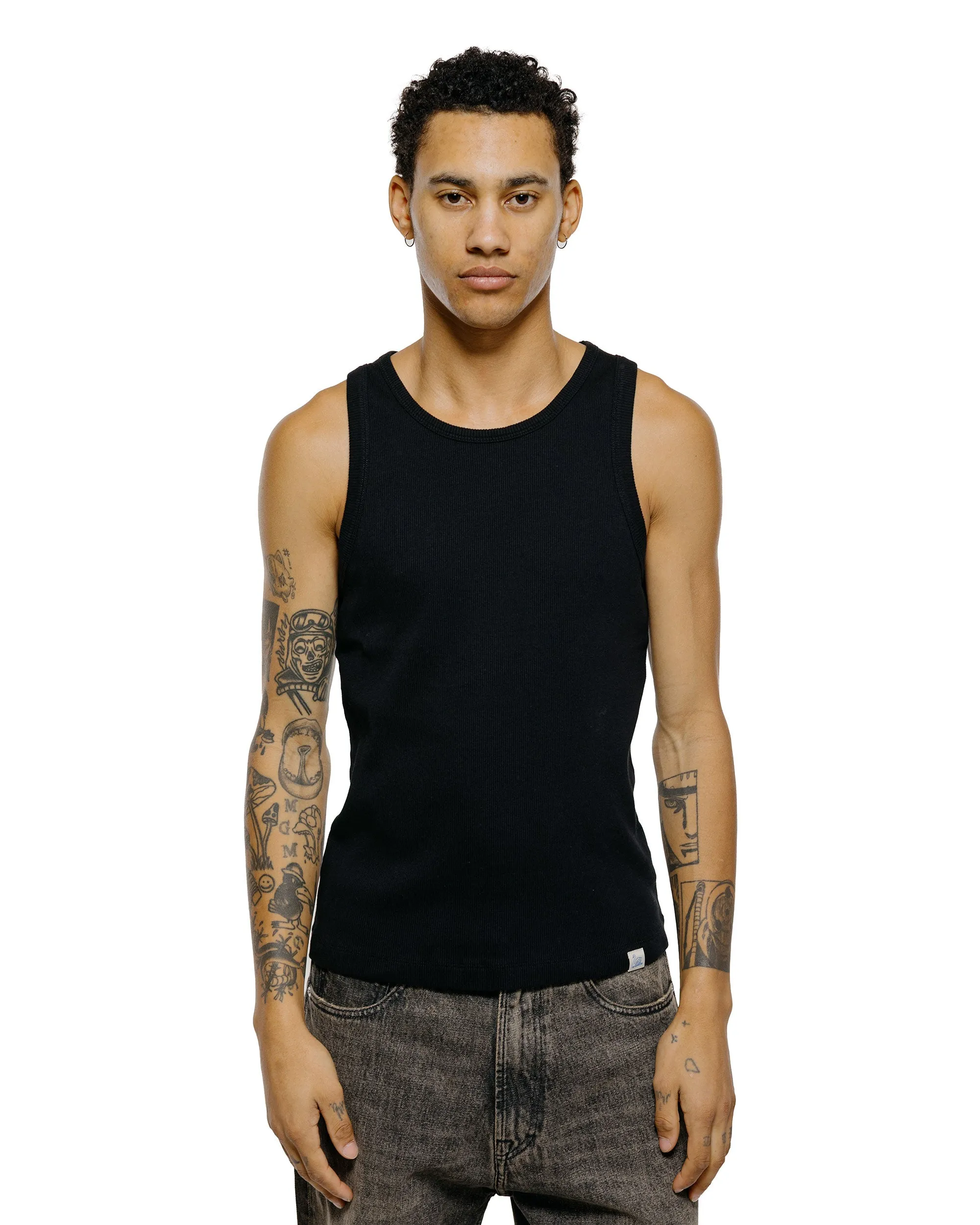 Merz B. Schwanen RIBTANK01 Iconic Ribbed Cotton Tank Top Deep Black sold by Lost & Found product image thumbnail 2