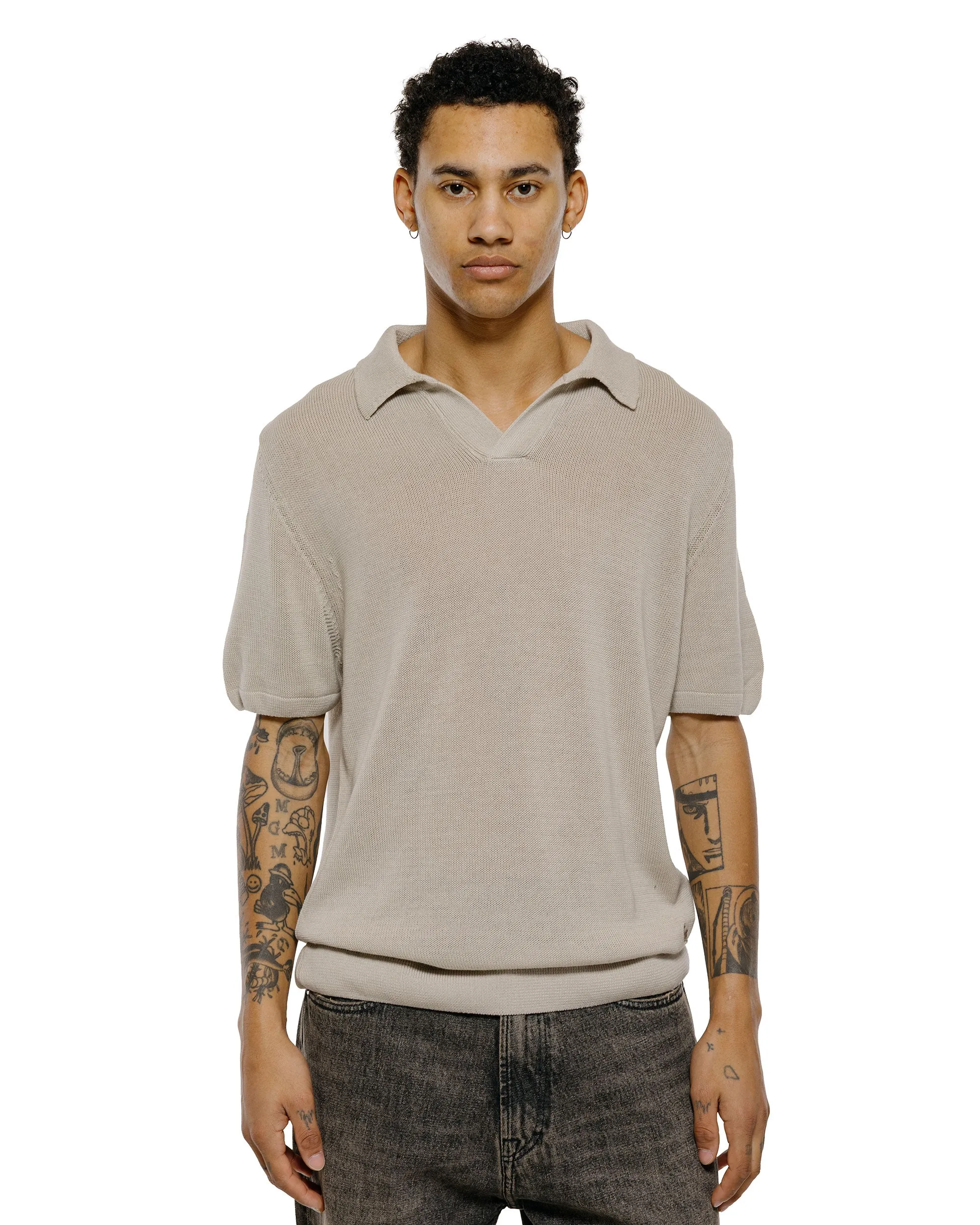 Merz B. Schwanen KNITPOLO02 Cotton Short Sleeve Polo Shirt Sand sold by Lost & Found product image thumbnail 2