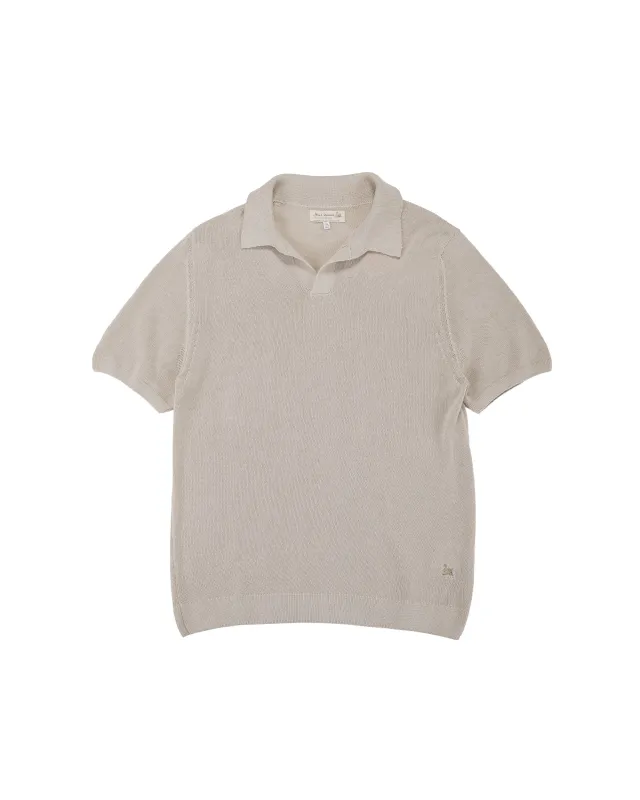 Merz B. Schwanen KNITPOLO02 Cotton Short Sleeve Polo Shirt Sand made by Merz B. Schwanen