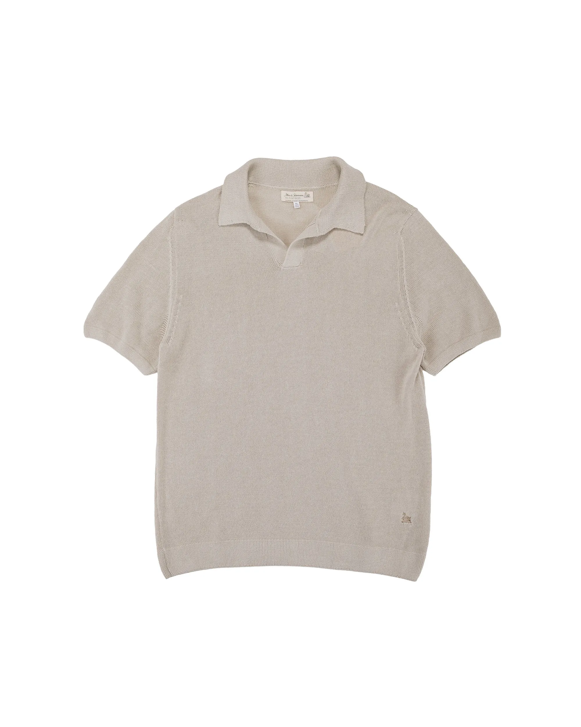Merz B. Schwanen KNITPOLO02 Cotton Short Sleeve Polo Shirt Sand sold by Lost & Found
