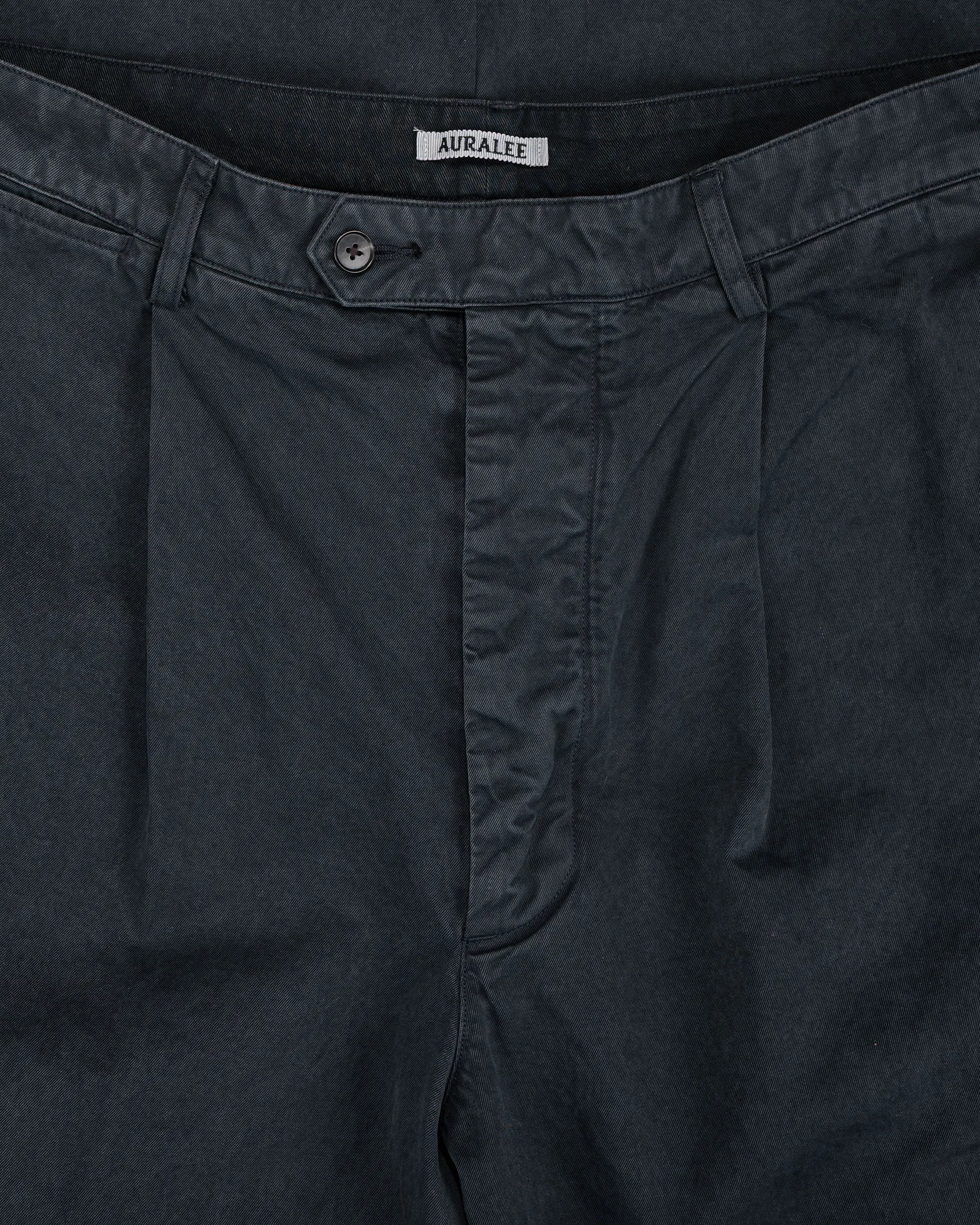 Auralee Garment Dyed Finx Light Chino One-Tuck Wide Pants Black sold by Lost & Found product image thumbnail 5