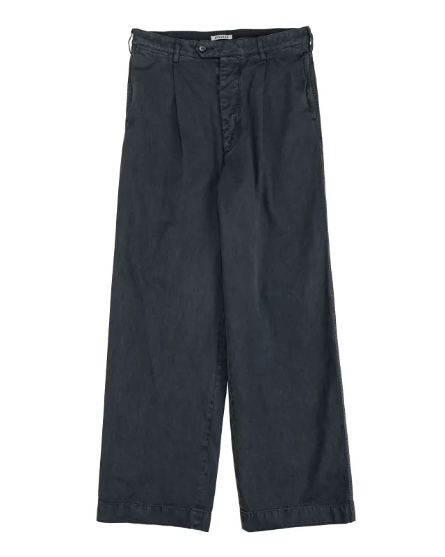 Auralee Garment Dyed Finx Light Chino One-Tuck Wide Pants Black made by Auralee