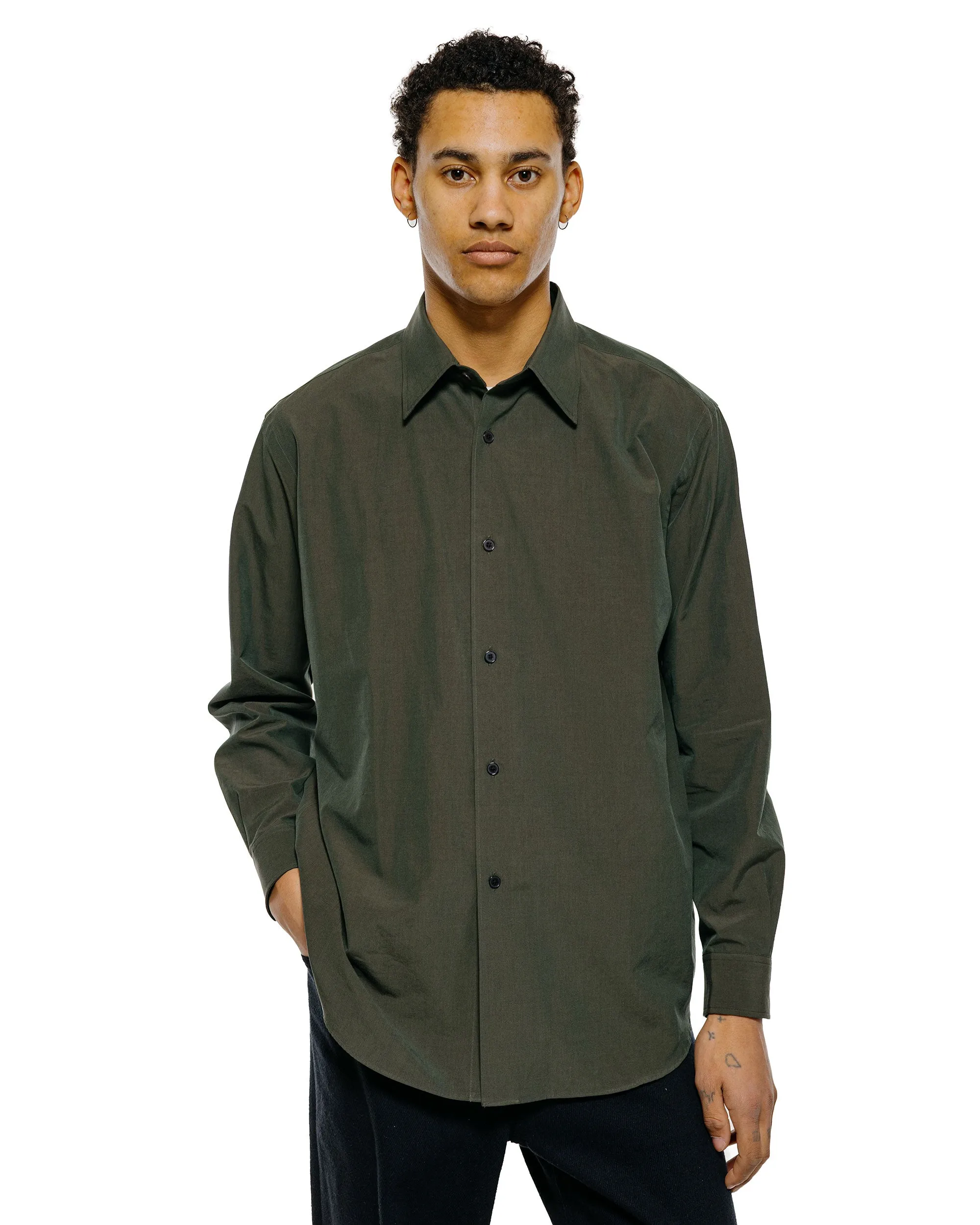 Auralee Washed Finx Weather Chambray Shirt Dark Olive sold by Lost & Found product image thumbnail 2