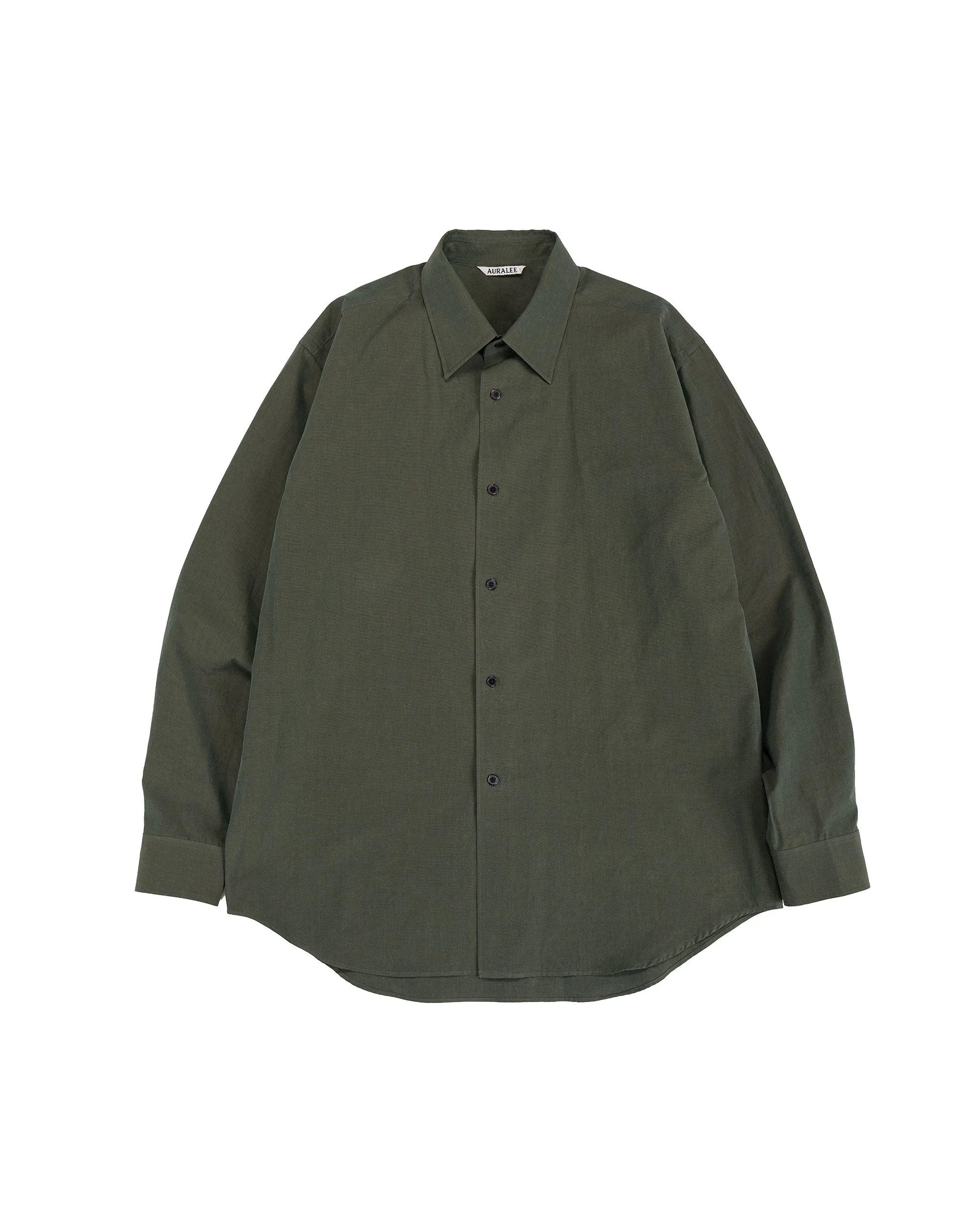 Auralee Washed Finx Weather Chambray Shirt Dark Olive sold by Lost & Found