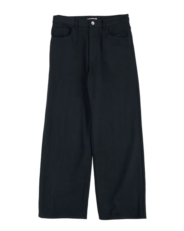 Auralee Silk Nep Denim 5P Wide Pants Black made by Auralee