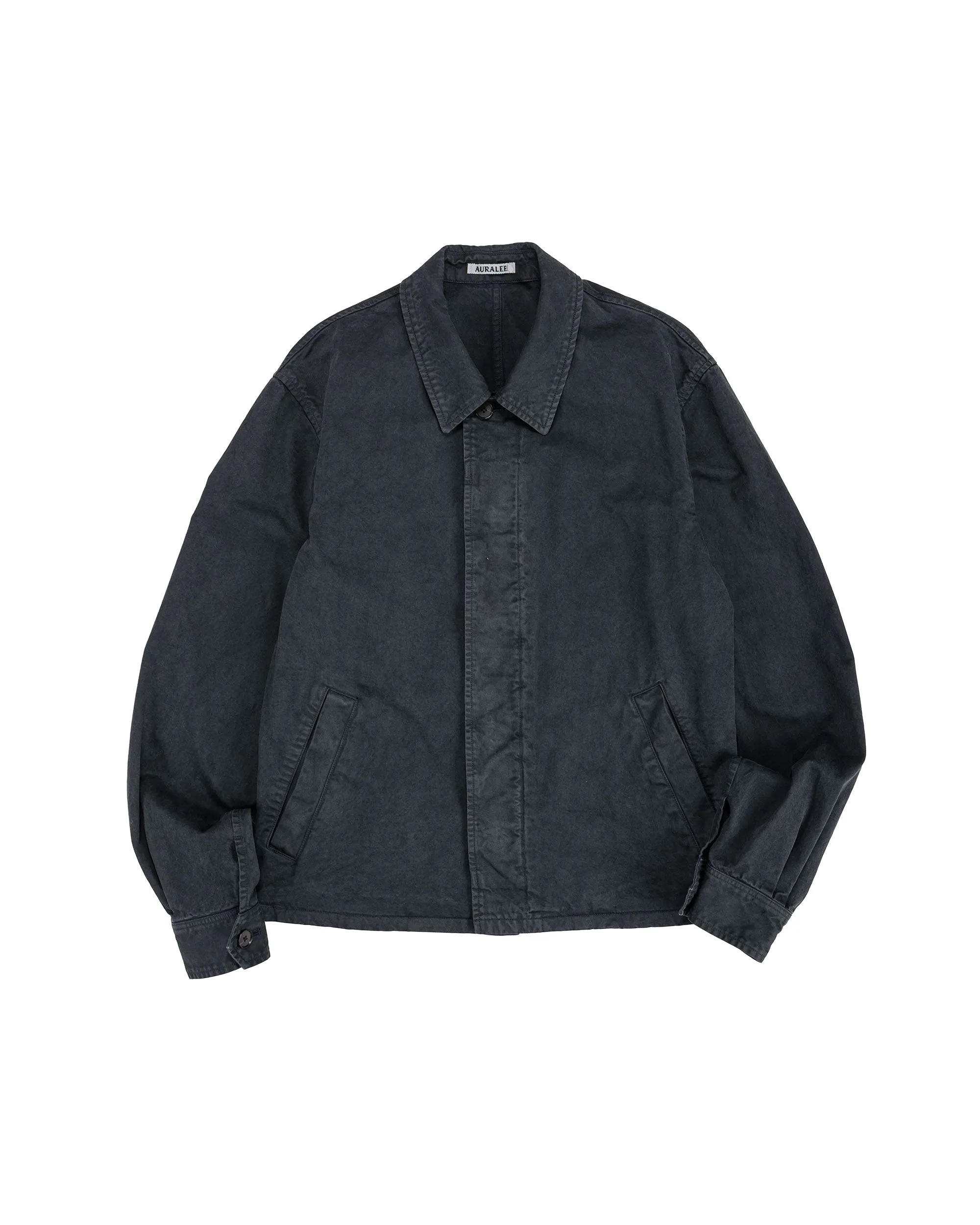 Auralee Garment Dyed Finx Light Chino Blouson Black sold by Lost & Found