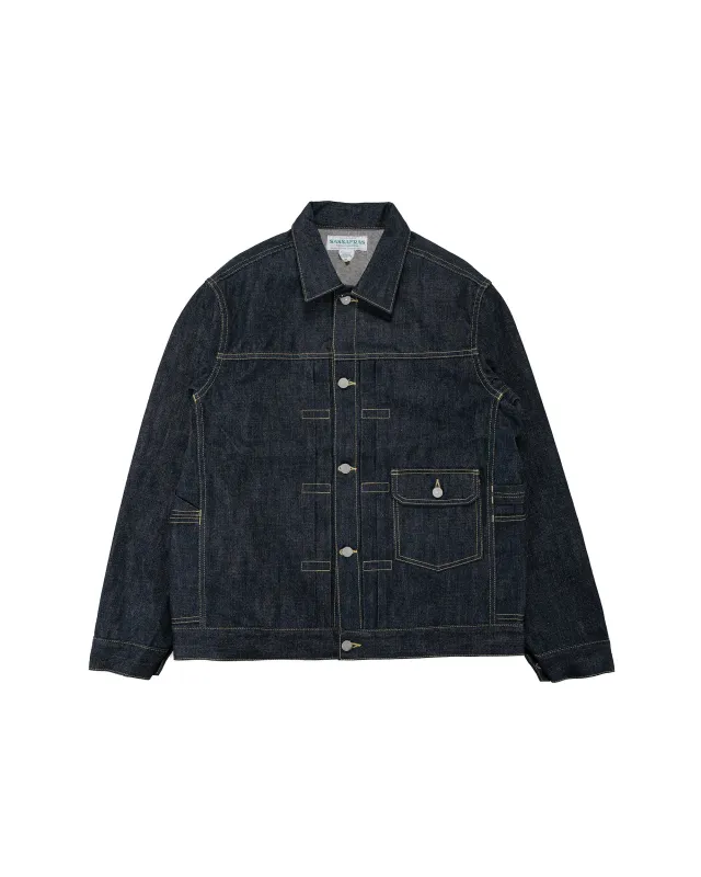 Sassafras Gardener R Jacket 14oz Denim Indigo made by Lost & Found