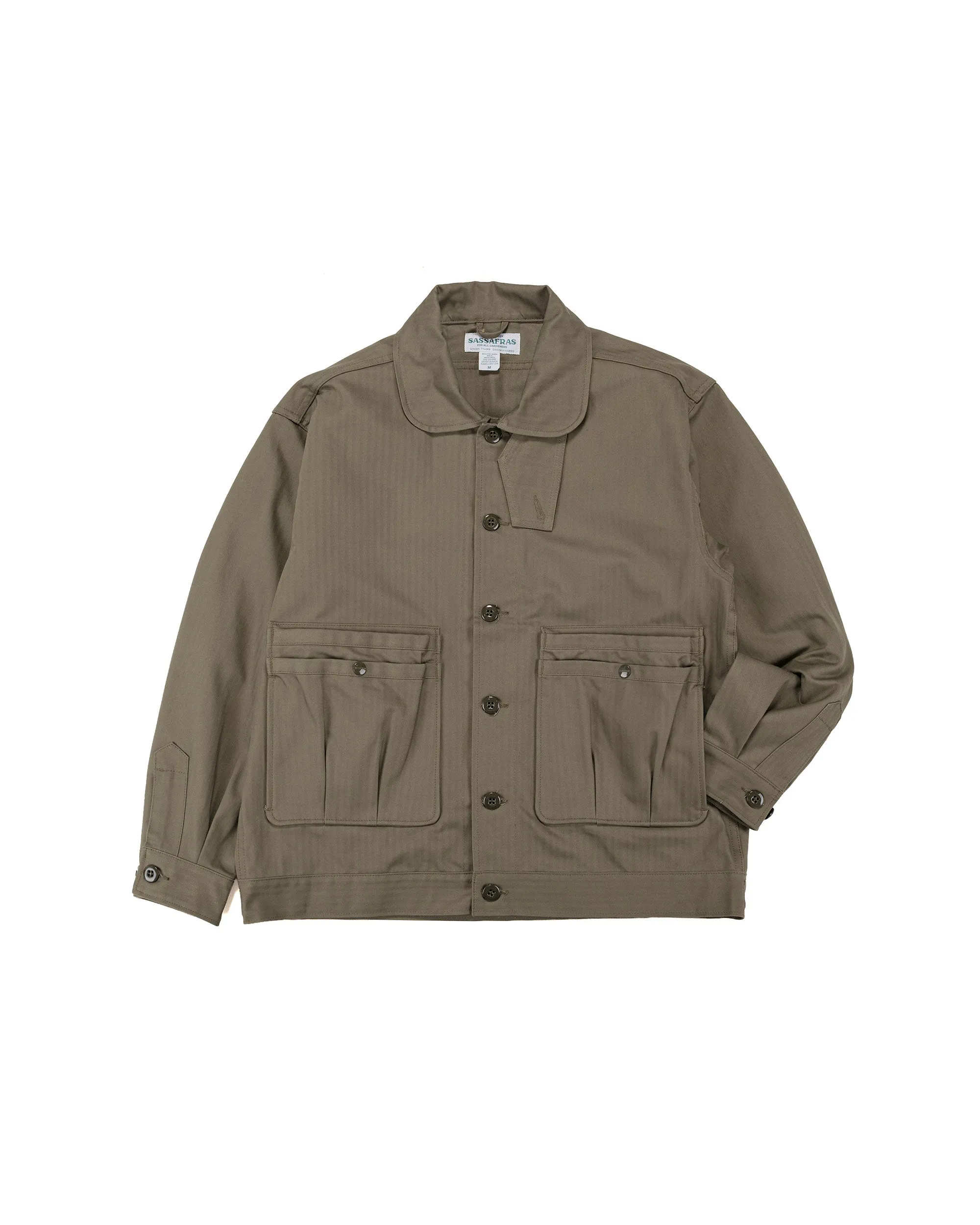 Sassafras Overgrown Trug Jacket Herringbone Twill Olive sold by Lost & Found