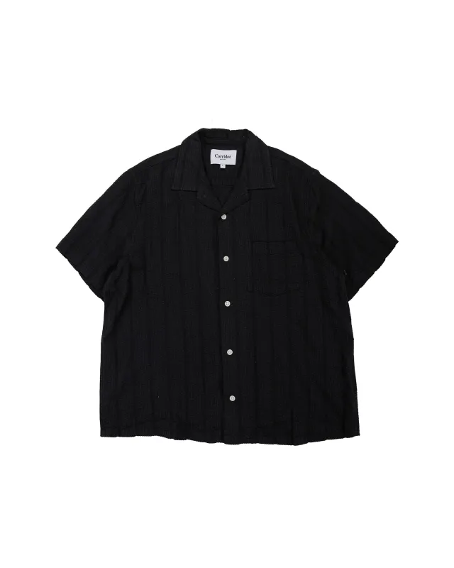 Corridor Striped Seersucker SS Black made by Corridor