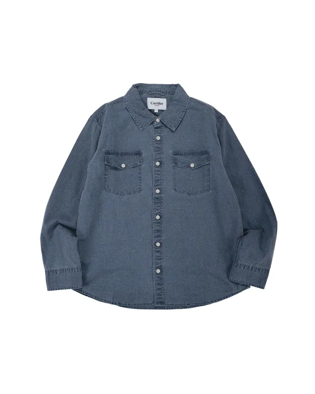 Corridor Pigment Dye Canvas LS Navy made by Corridor