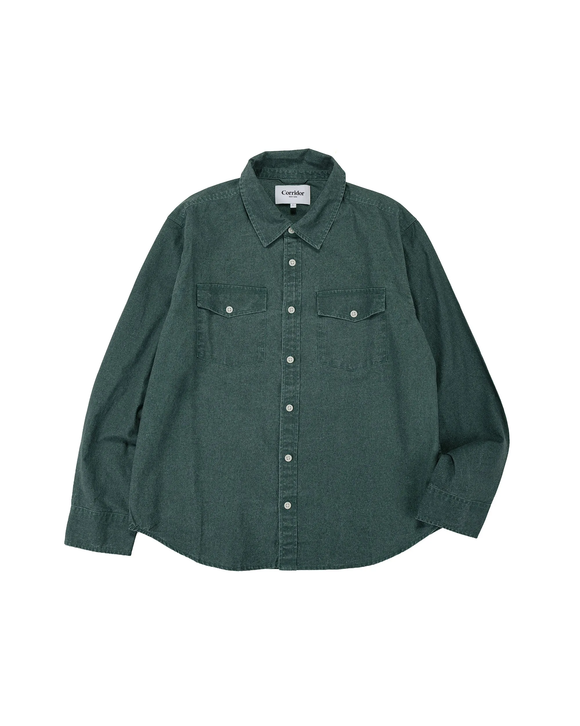 Corridor Pigment Dye Canvas LS Green sold by Lost & Found