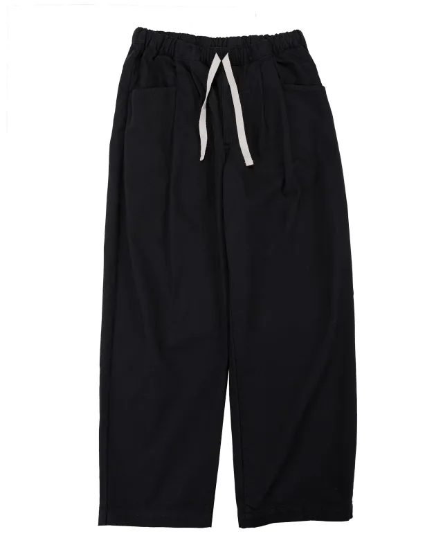 Danton Loose Chino Cloth Tuck Pants Black made by Danton