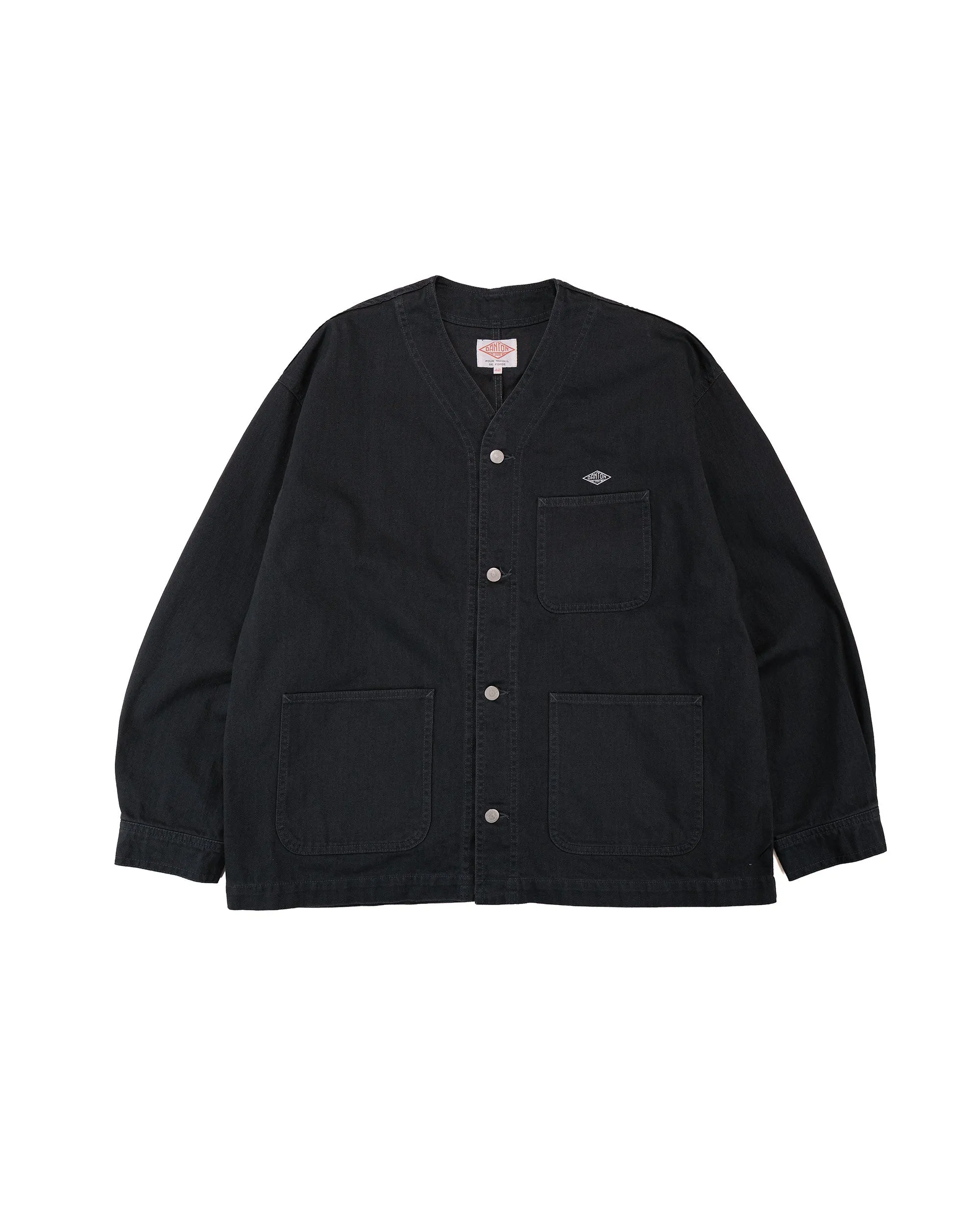 Danton Katsuragi Collarless Jacket Charcoal Black sold by Lost & Found