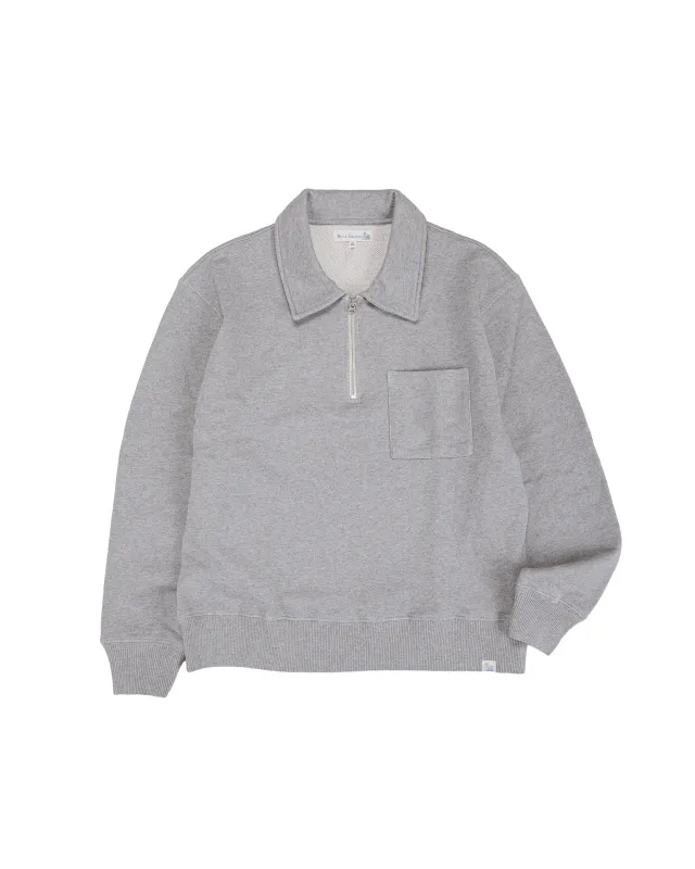 Merz B. Schwanen ZIP03 Authentic Fleece Polo Collared Half-Zip Cotton Sweatshirt Grey made by Merz B. Schwanen