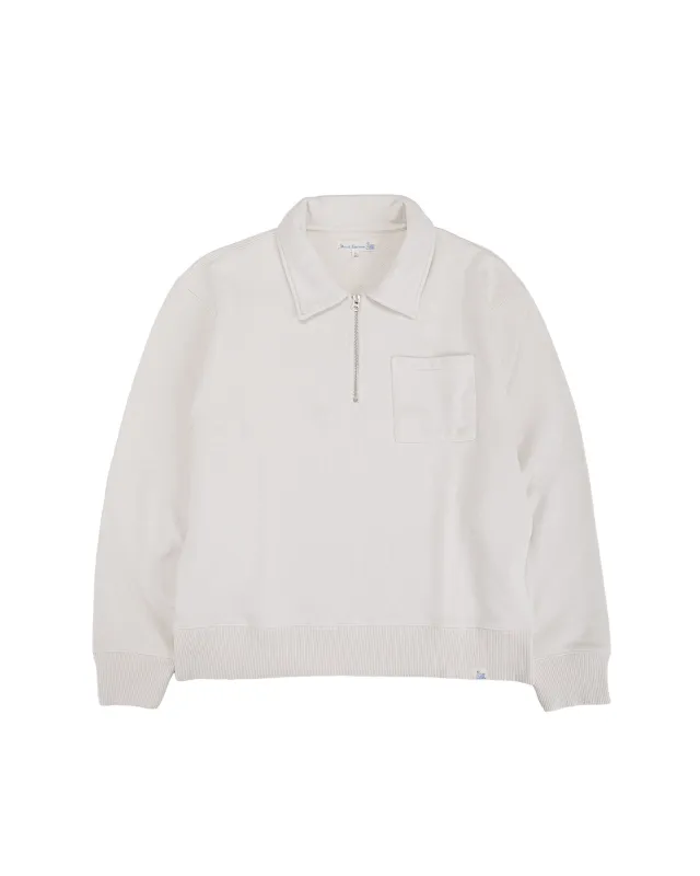 Merz B. Schwanen ZIP03 Authentic Fleece Polo Collared Half-Zip Cotton Sweatshirt Nature made by Merz B. Schwanen