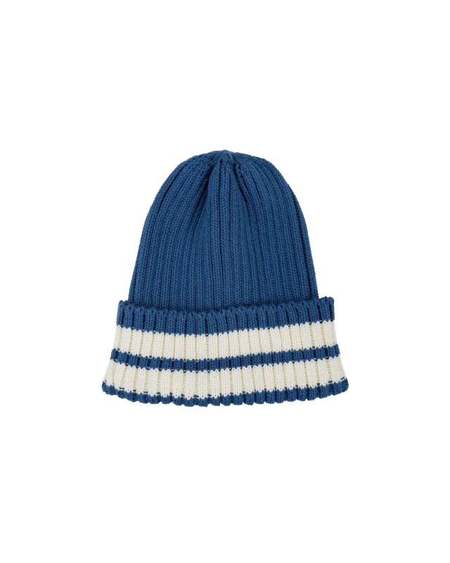 The Real McCoy's MA26015 Striped Cotton Knit Cap Blue made by The Real McCoy's