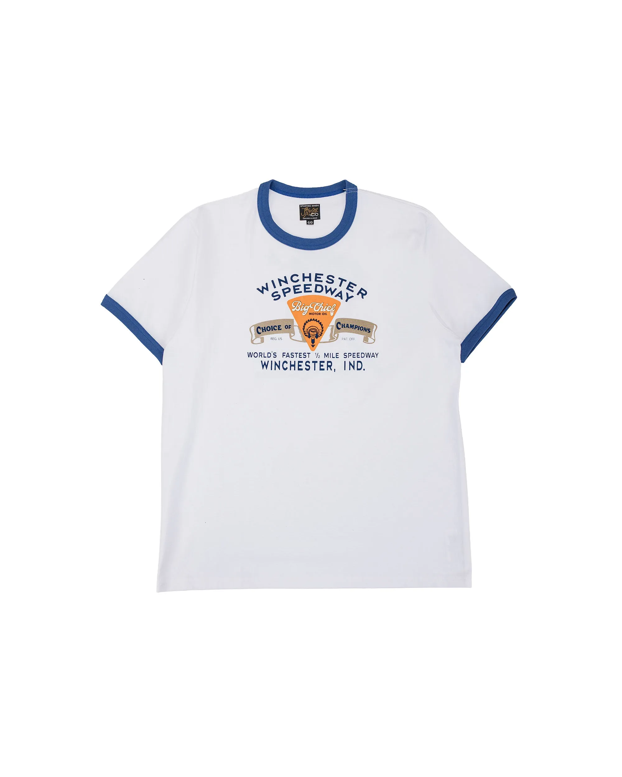 The Real McCoy's MC26027 Joe McCoy Tee / Big Chief White/Blue sold by Lost & Found