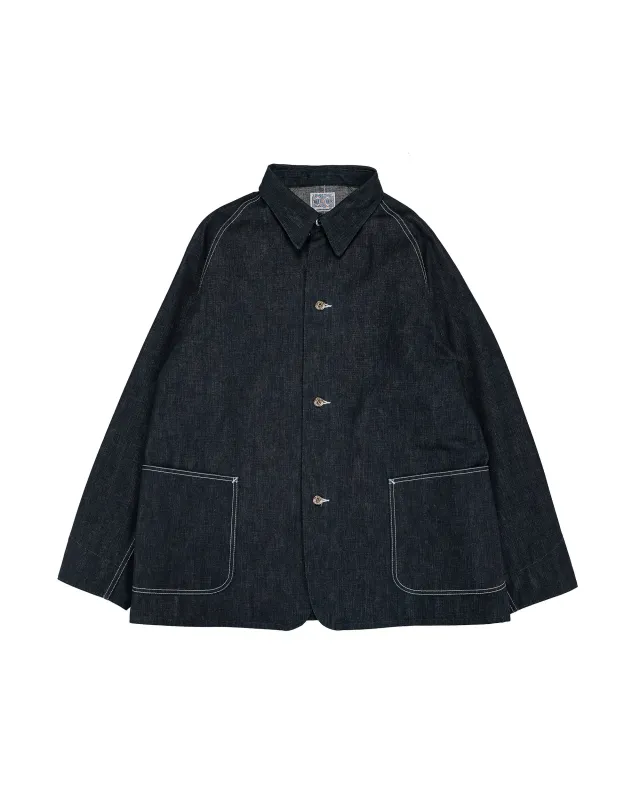 The Real McCoy's MJ26008 WWII Raglan Sleeve Denim Chore Coat Indigo made by The Real McCoy's
