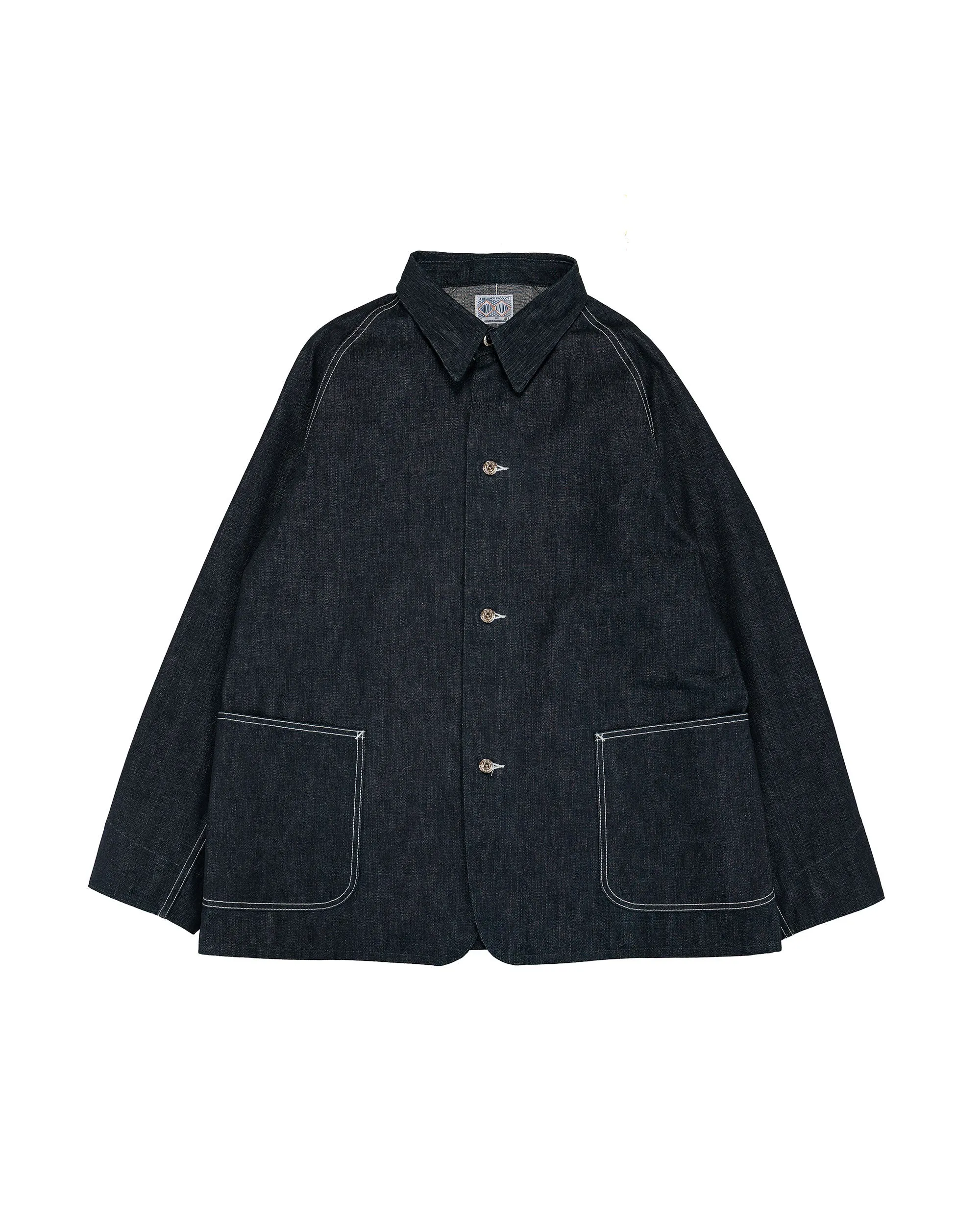 The Real McCoy's MJ26008 WWII Raglan Sleeve Denim Chore Coat Indigo sold by Lost & Found