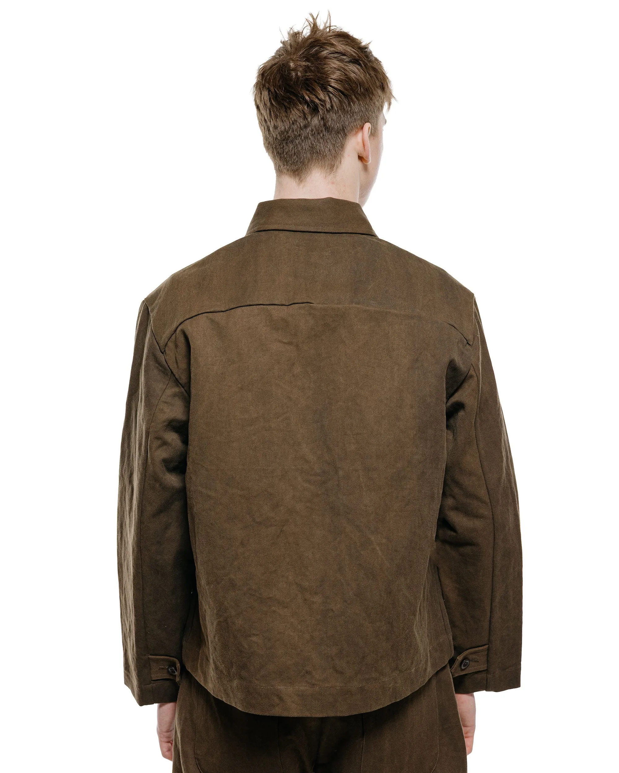 evan kinori Zip Jacket Cotton/Washi Canvas Dark Olive Sumi Ink Dye sold by Lost & Found product image thumbnail 3