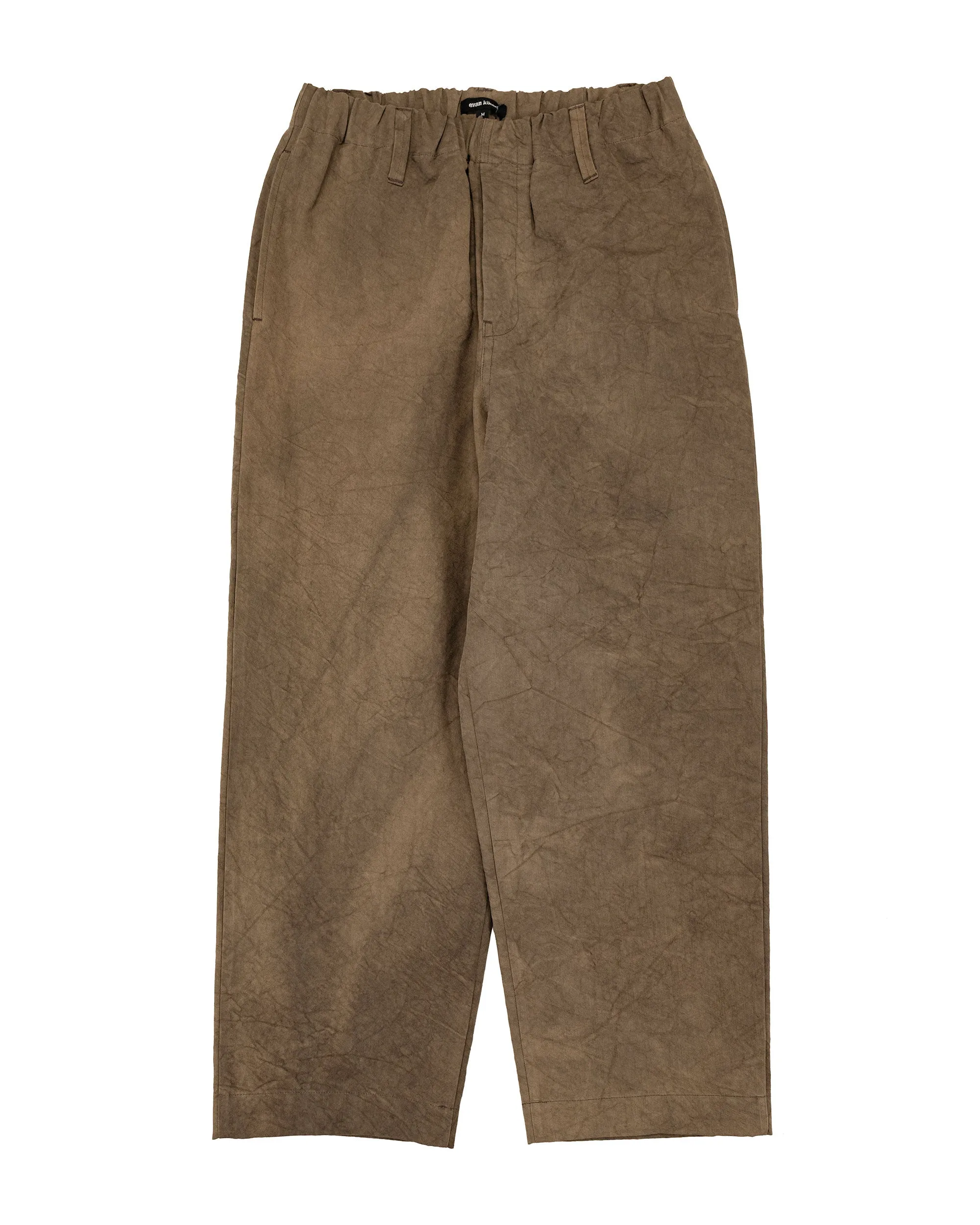 evan kinori Elastic Pant Natural Dye Twill Brown Persimmon/Iron Dye sold by Lost & Found