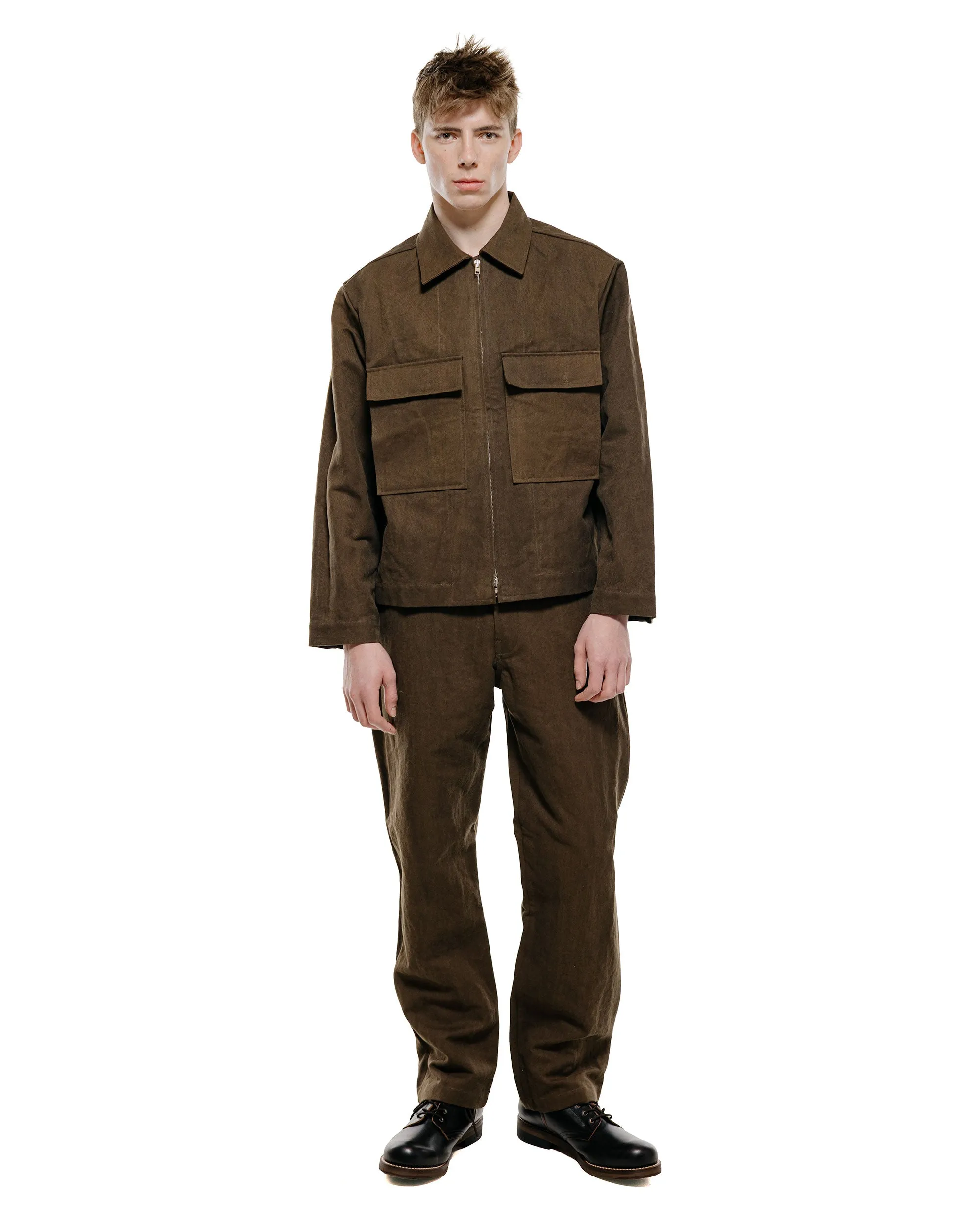 evan kinori Four Pocket Pant Cotton/Washi Canvas Dark Olive Sumi Ink Dye sold by Lost & Found product image thumbnail 4