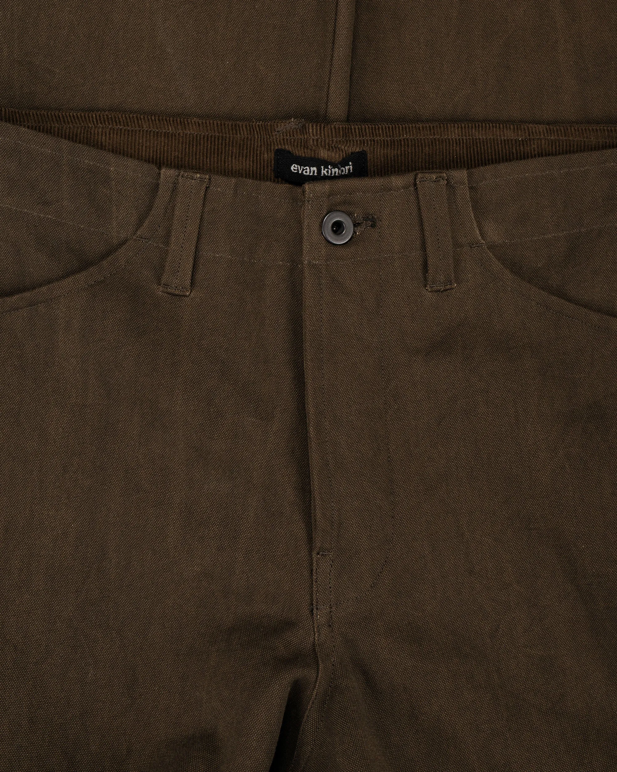 evan kinori Four Pocket Pant Cotton/Washi Canvas Dark Olive Sumi Ink Dye sold by Lost & Found product image thumbnail 5
