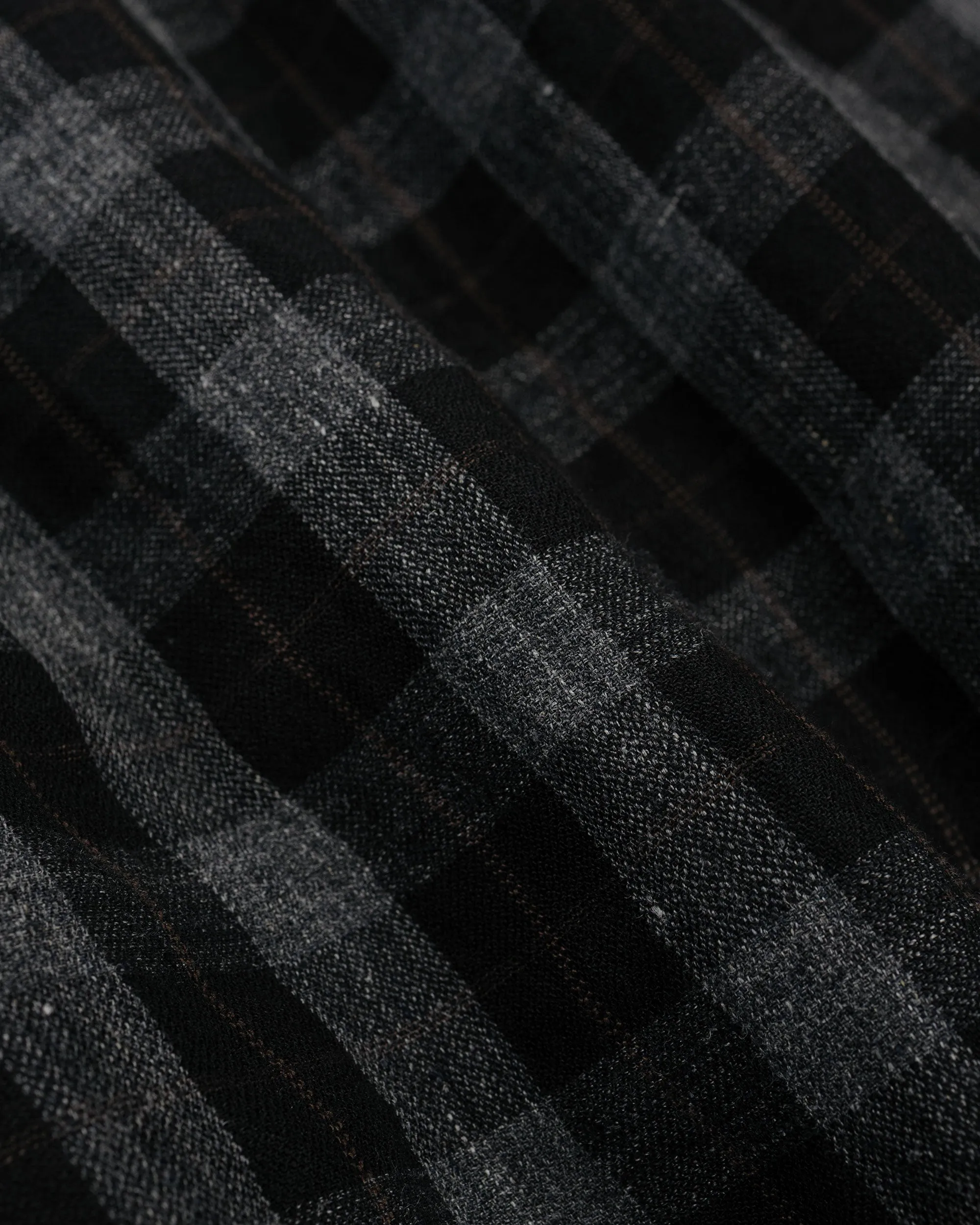 evan kinori Big Shirt Two Yarn Dye Linen Check Charcoal/Brown/Black sold by Lost & Found product image thumbnail 5