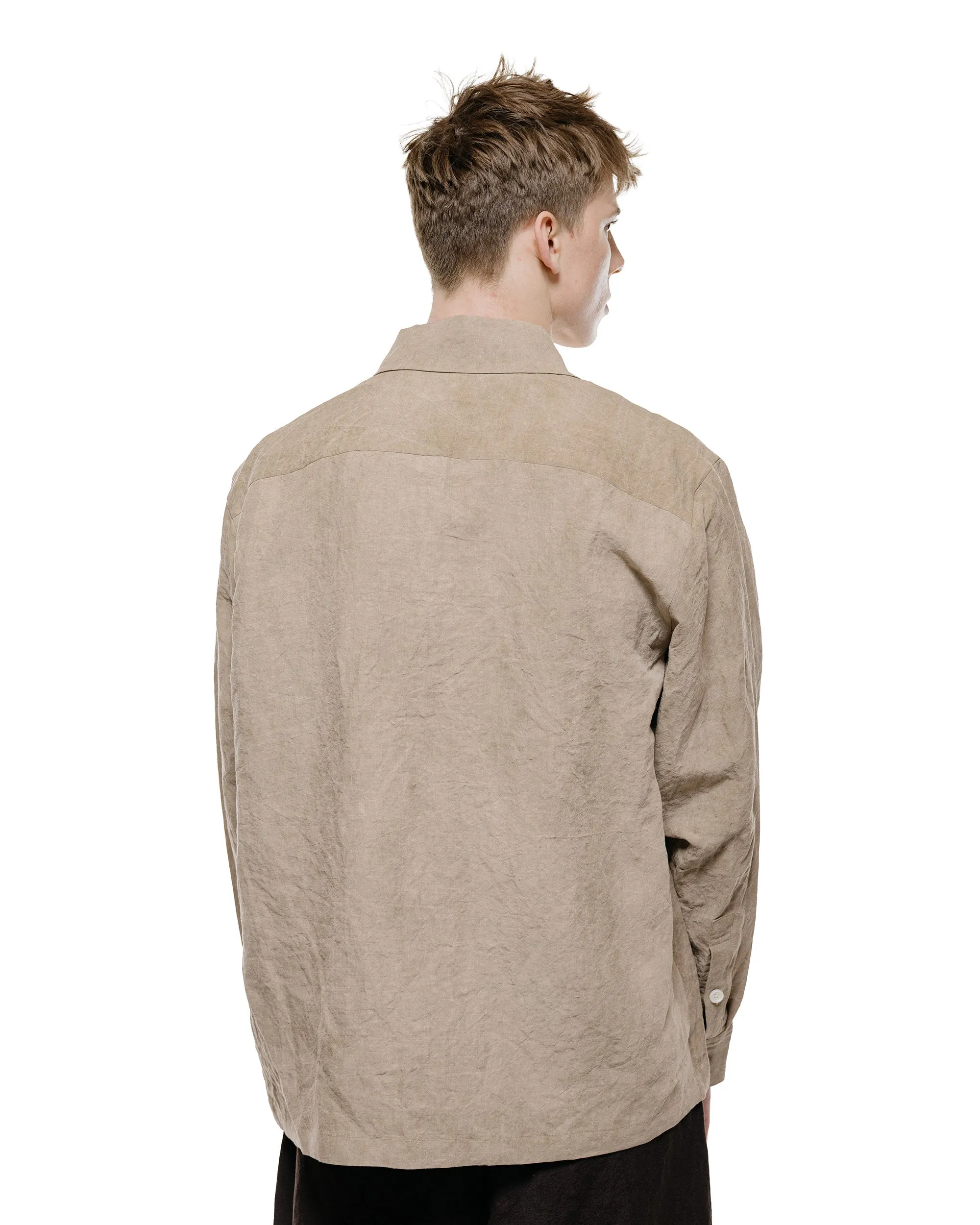 evan kinori Flat Hem Shirt Cold Dyed Hemp Dark Beige sold by Lost & Found product image thumbnail 3