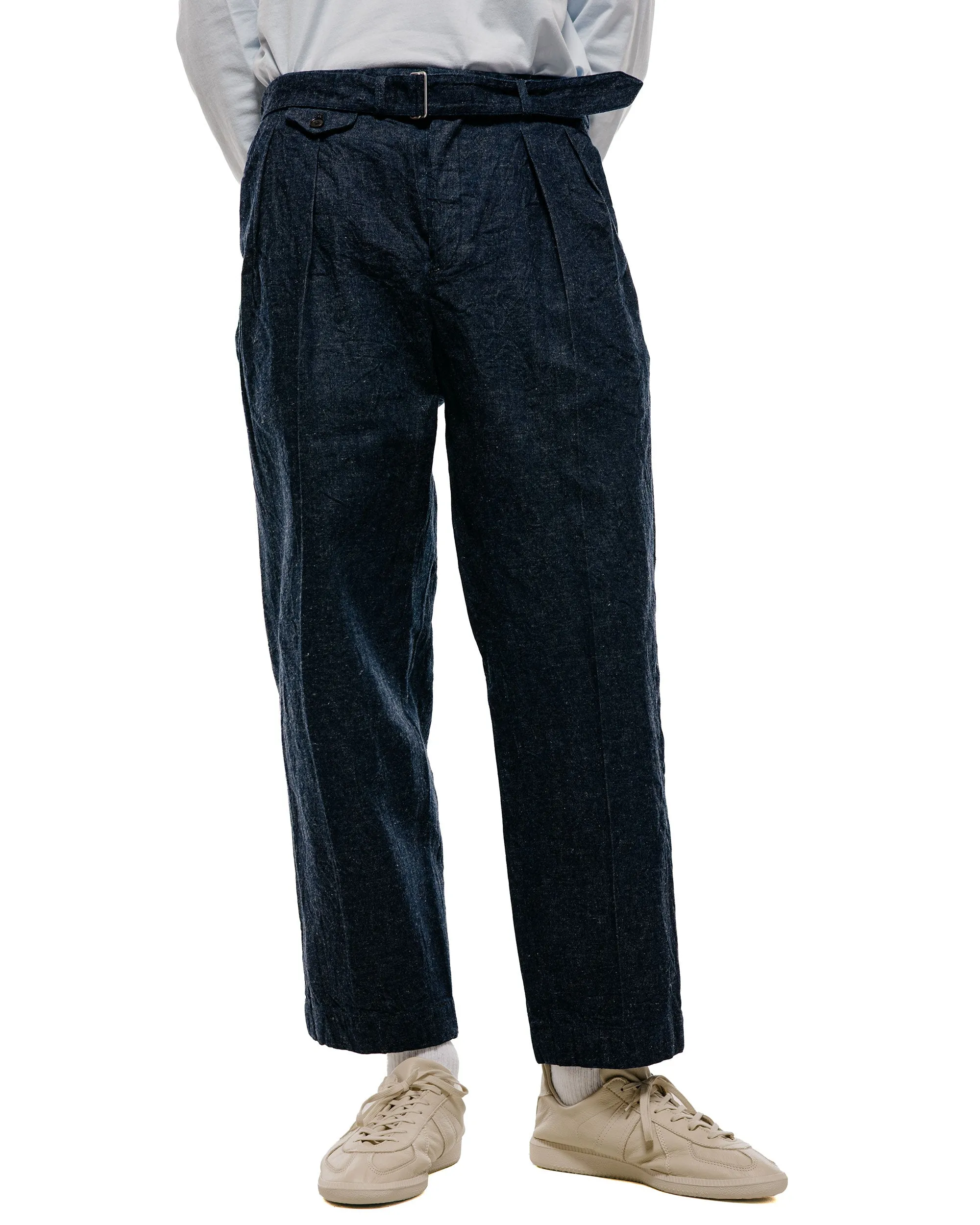 KAPTAIN SUNSHINE Cotton Linen Denim Riviera Trousers Indigo sold by Lost & Found product image thumbnail 2