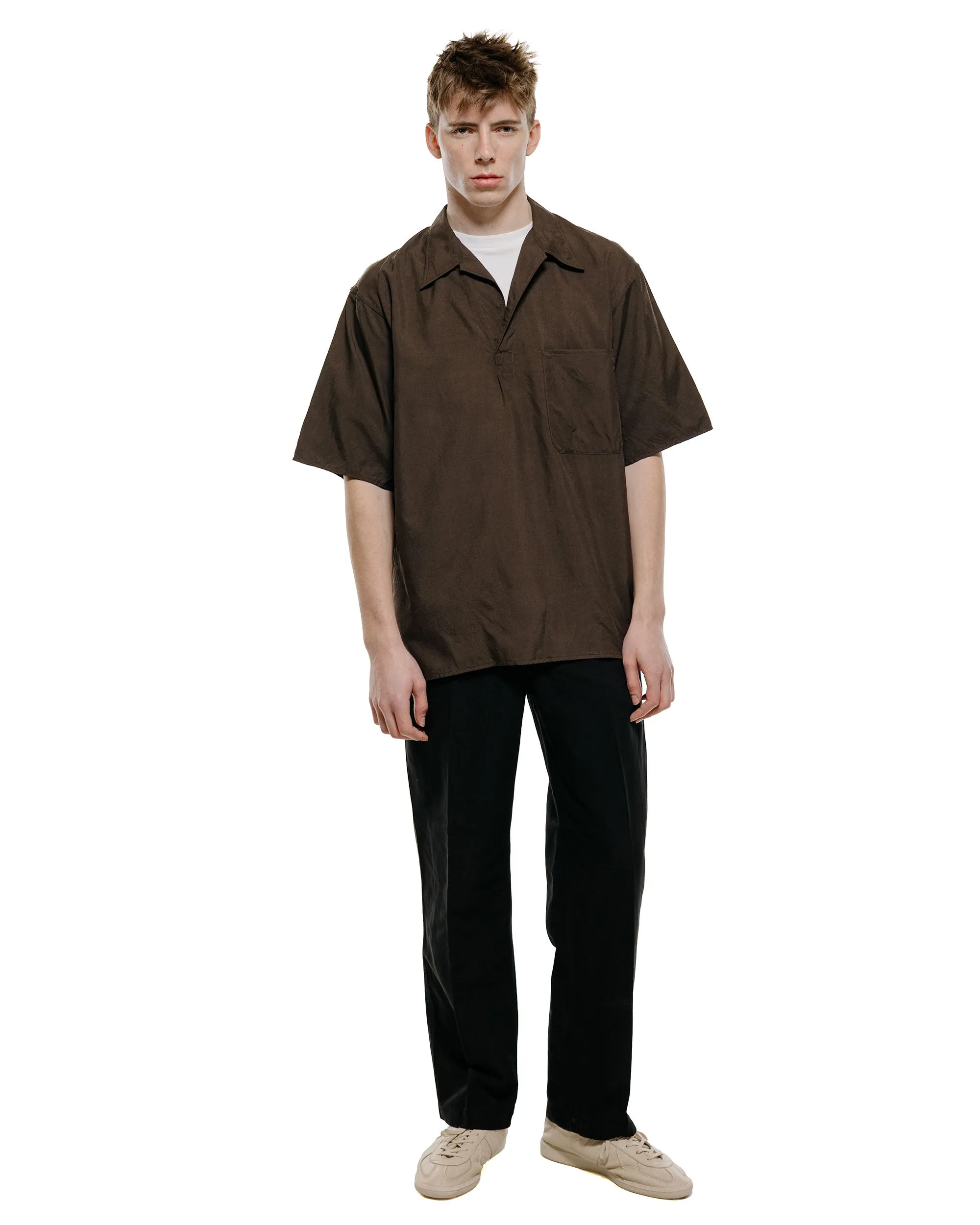 KAPTAIN SUNSHINE Silk Pullover SS Shirt Espresso sold by Lost & Found product image thumbnail 4