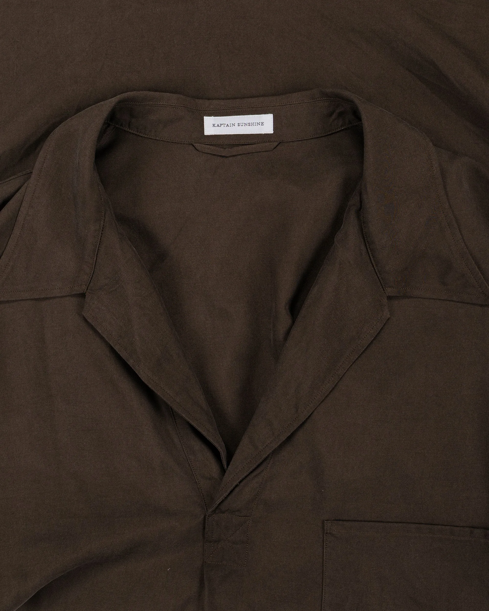 KAPTAIN SUNSHINE Silk Pullover SS Shirt Espresso sold by Lost & Found product image thumbnail 5