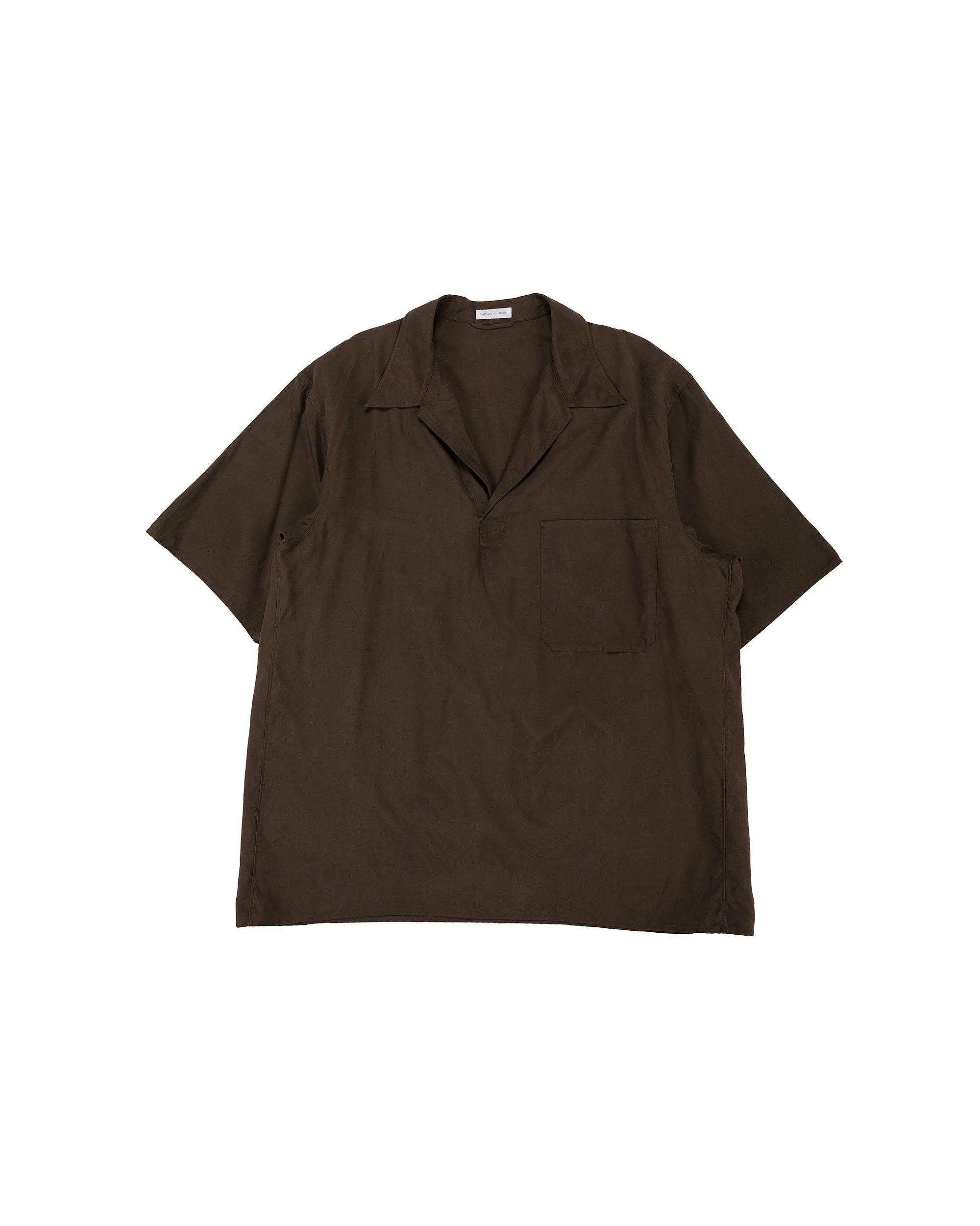KAPTAIN SUNSHINE Silk Pullover SS Shirt Espresso sold by Lost & Found