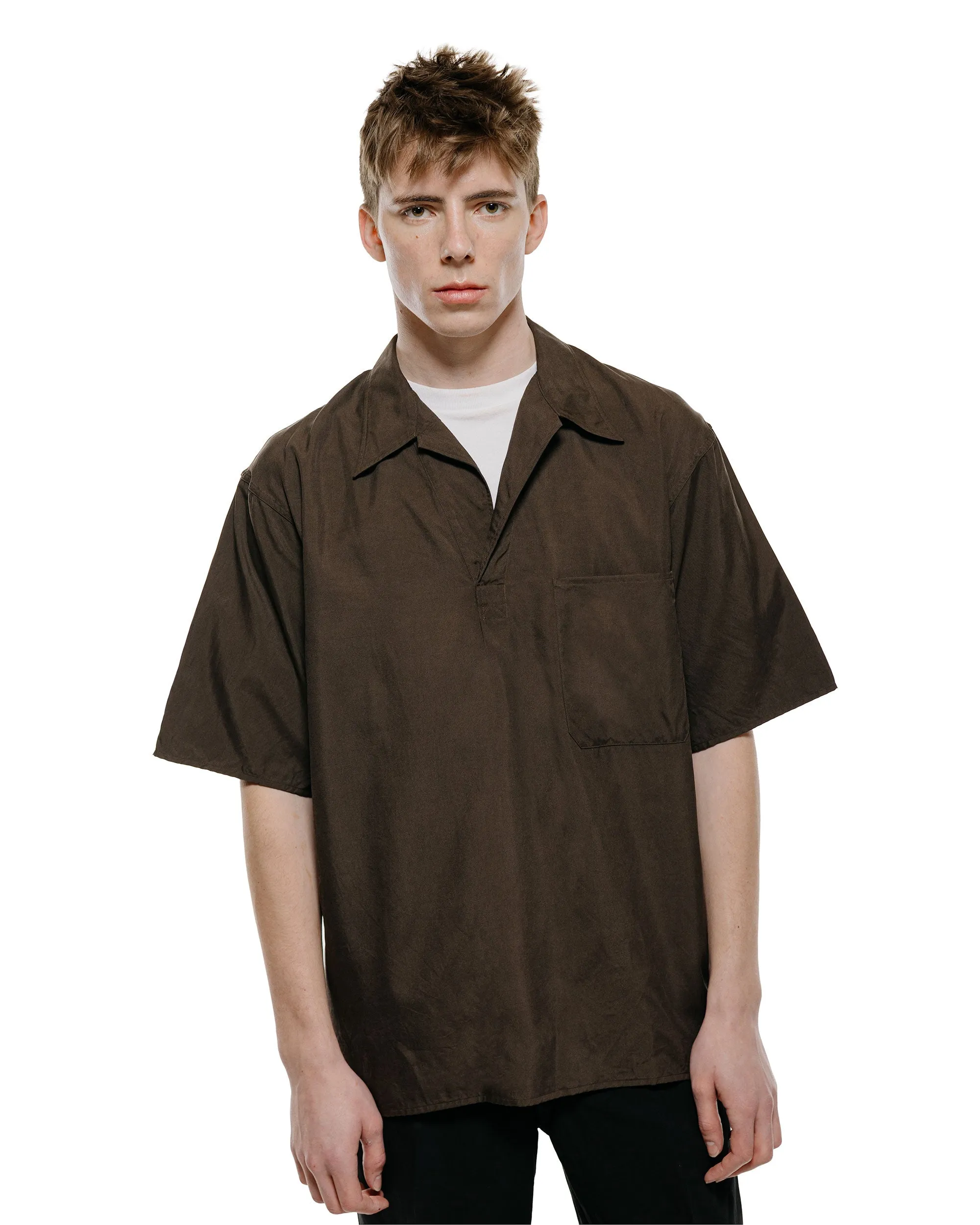 KAPTAIN SUNSHINE Silk Pullover SS Shirt Espresso sold by Lost & Found product image thumbnail 2