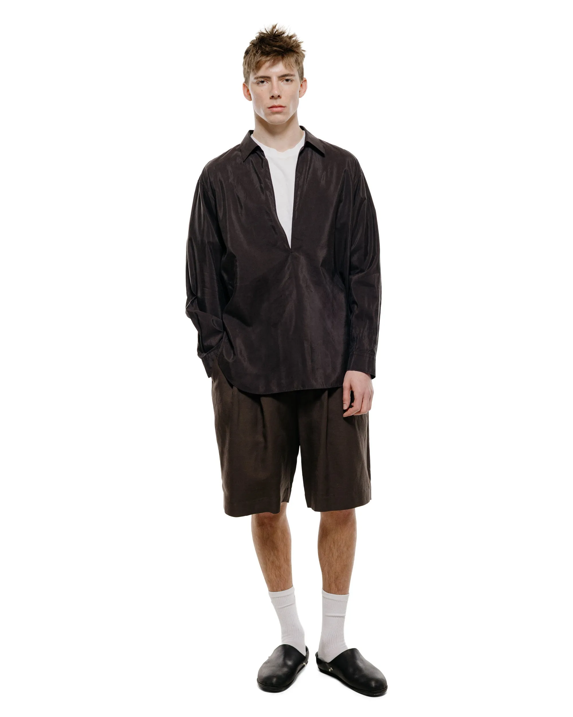 ssstein Silk Nylon Skipper Shirt Charcoal Brown sold by Lost & Found product image thumbnail 4