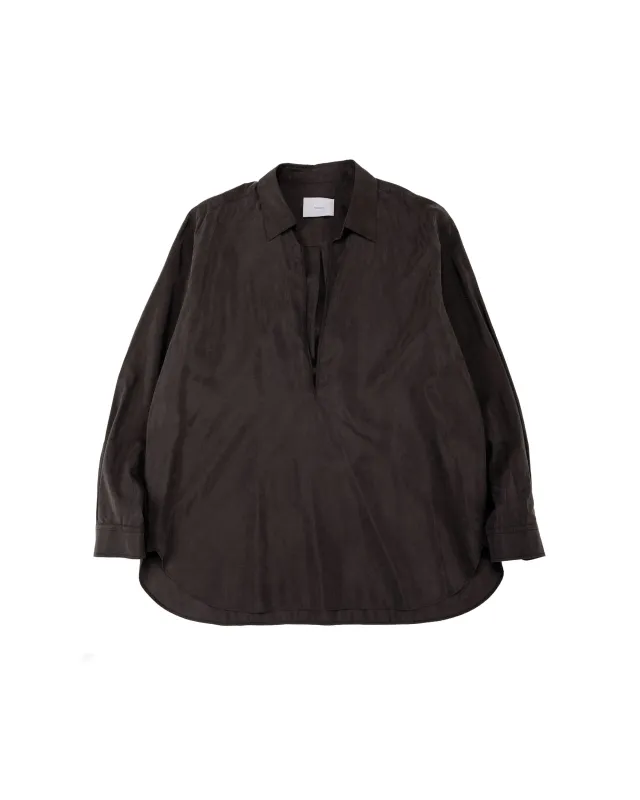 ssstein Silk Nylon Skipper Shirt Charcoal Brown made by ssstein