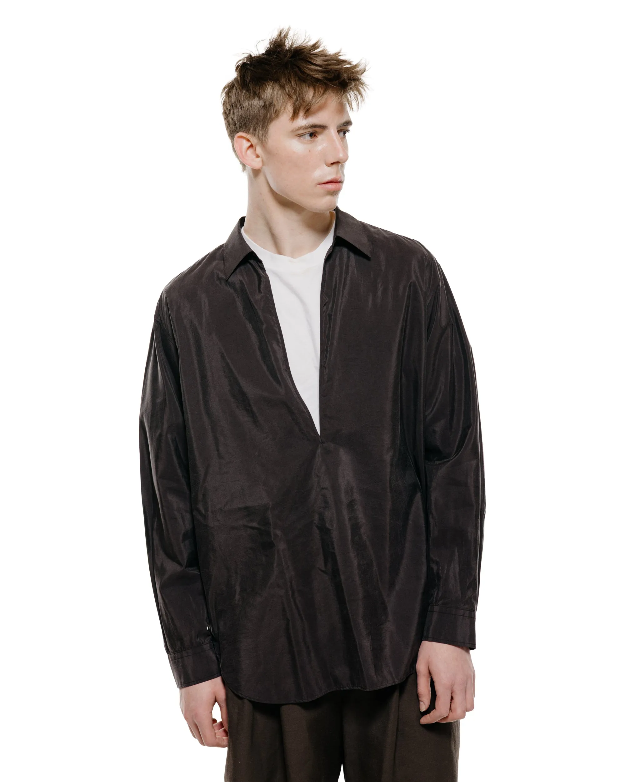 ssstein Silk Nylon Skipper Shirt Charcoal Brown sold by Lost & Found product image thumbnail 2
