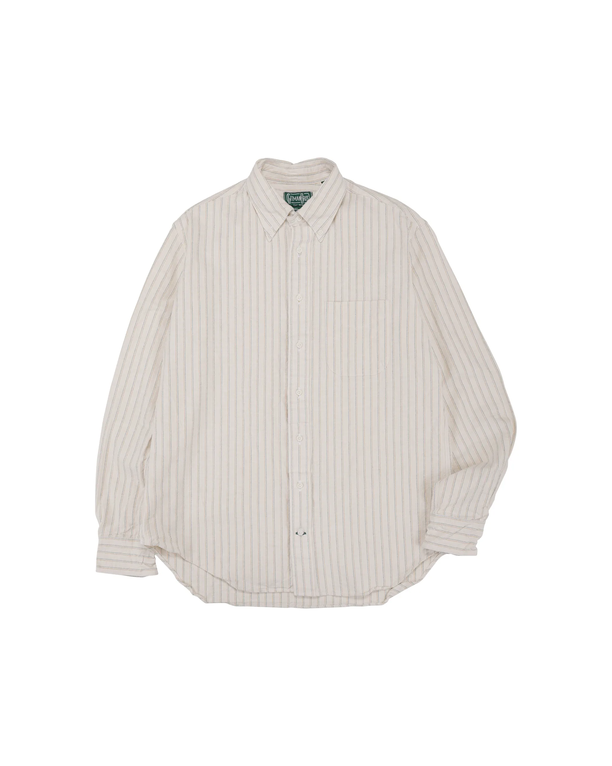 Gitman Vintage Bros. Tan Japanese Striped Oxford sold by Lost & Found