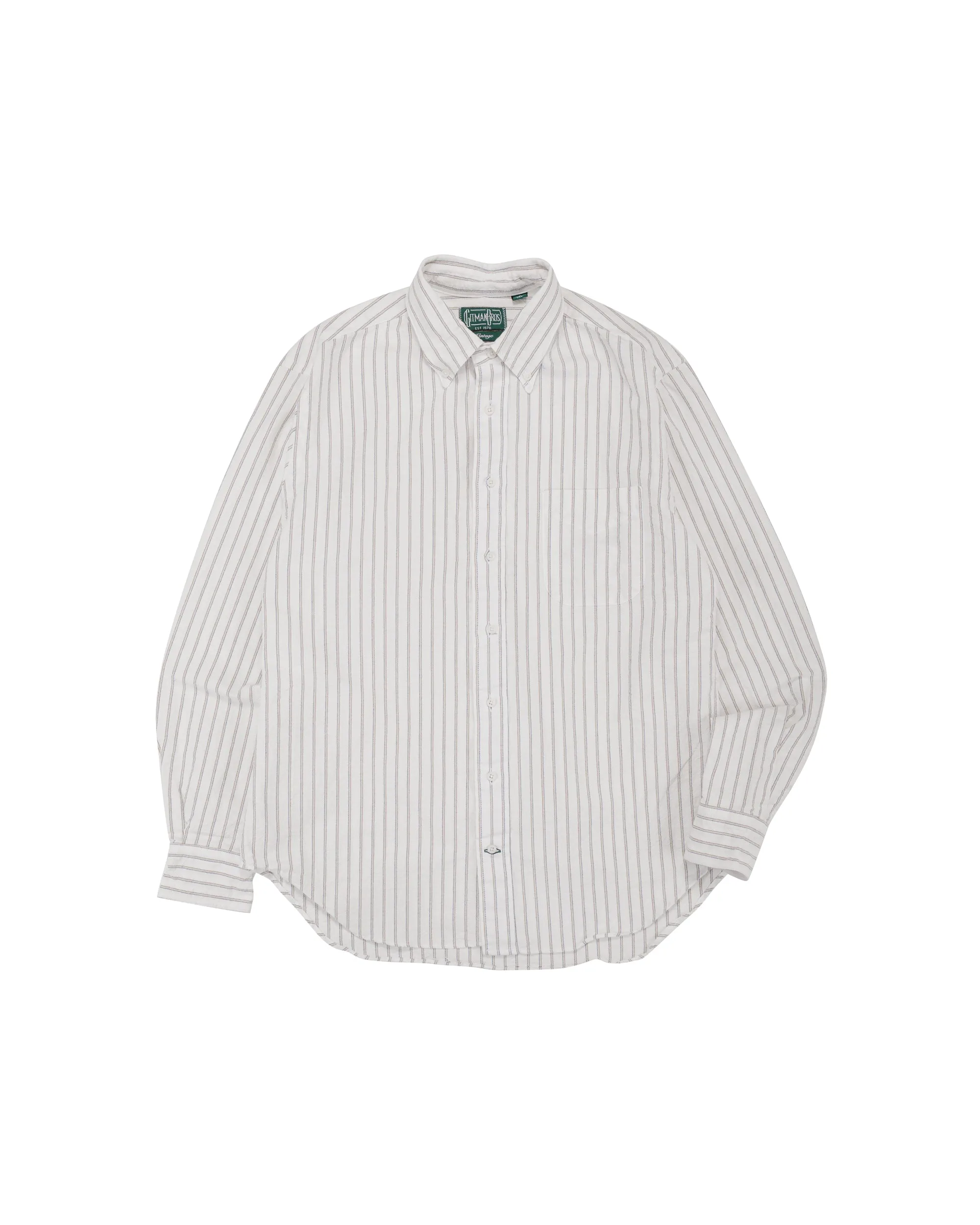 Gitman Vintage Bros. White Japanese Striped Oxford sold by Lost & Found