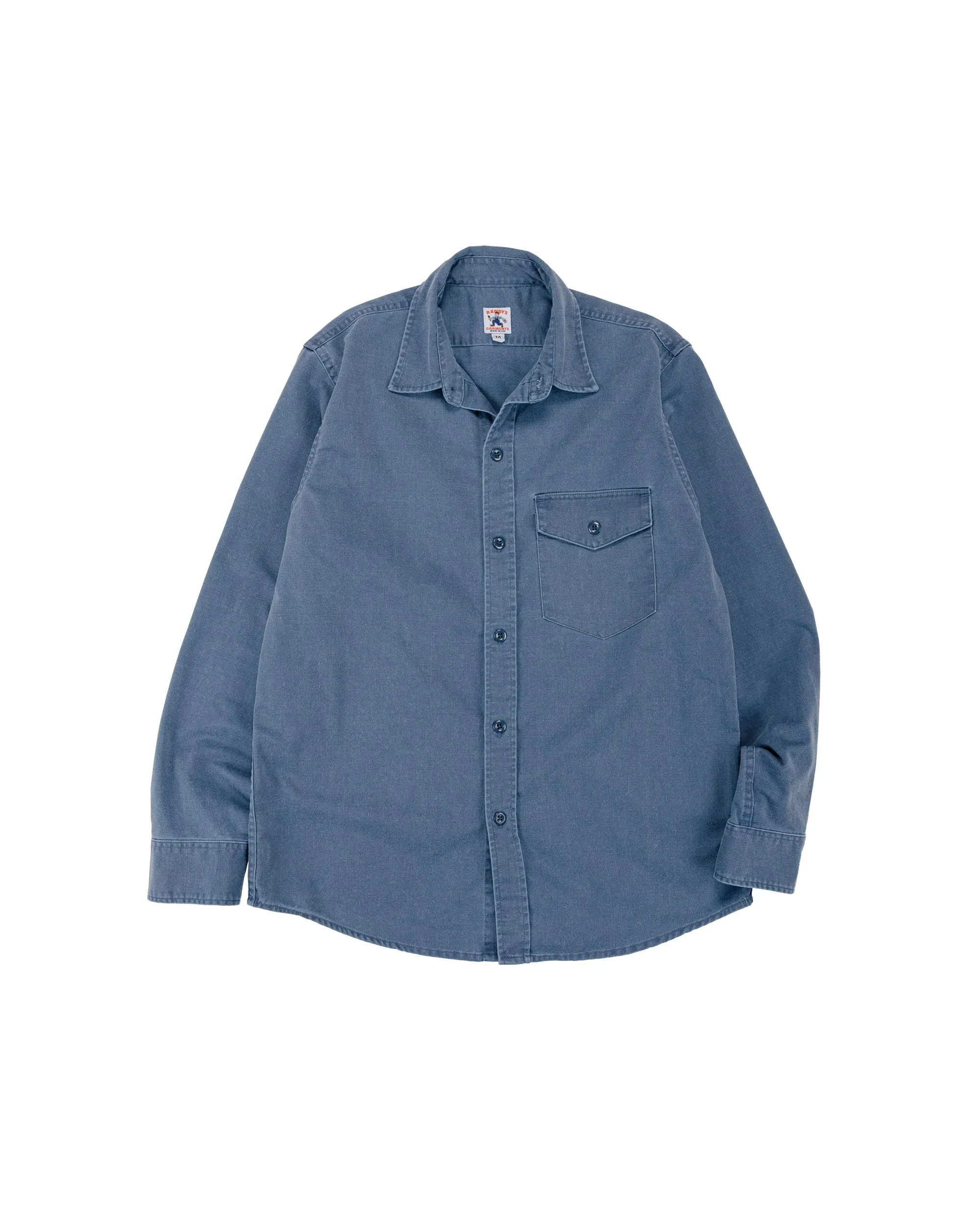 Randy's Garments 1-Pocket Work Shirt Blue 7oz Stone Washed Cotton Cadet Cloth sold by Lost & Found