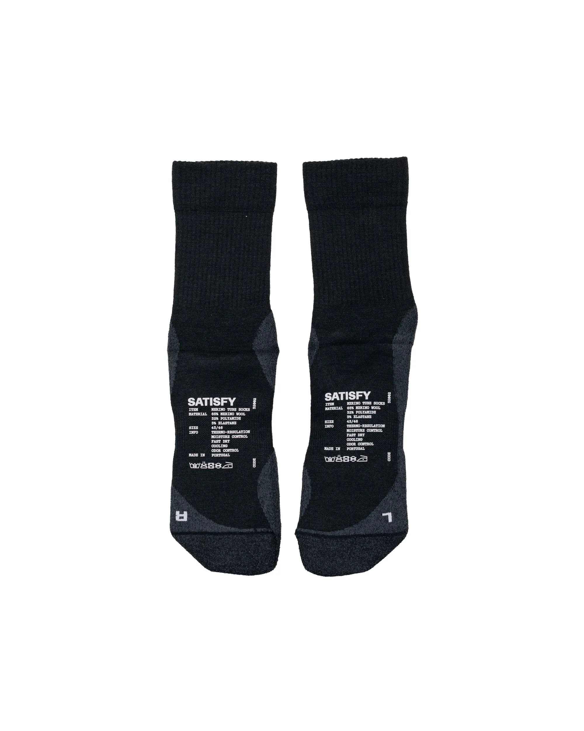 SATISFY Merino Nylon Tube Socks Black sold by Lost & Found