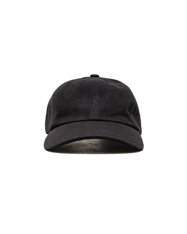 Norse Projects Cotton Wool Herringbone Twill 6-Panel Cap Black made by Norse Projects