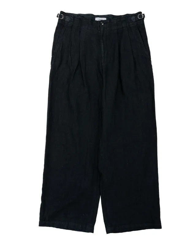 marka Military Trousers 18/-Linen Canvas Black made by MARKAWARE