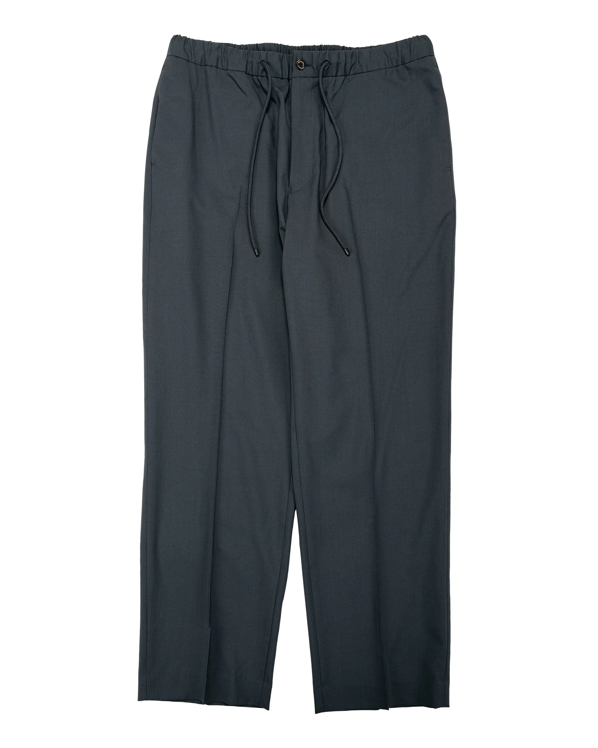 MARKAWARE Flat Tapered Easy Trousers Organic Wool 2/80 Tropical Charcoal sold by Lost & Found